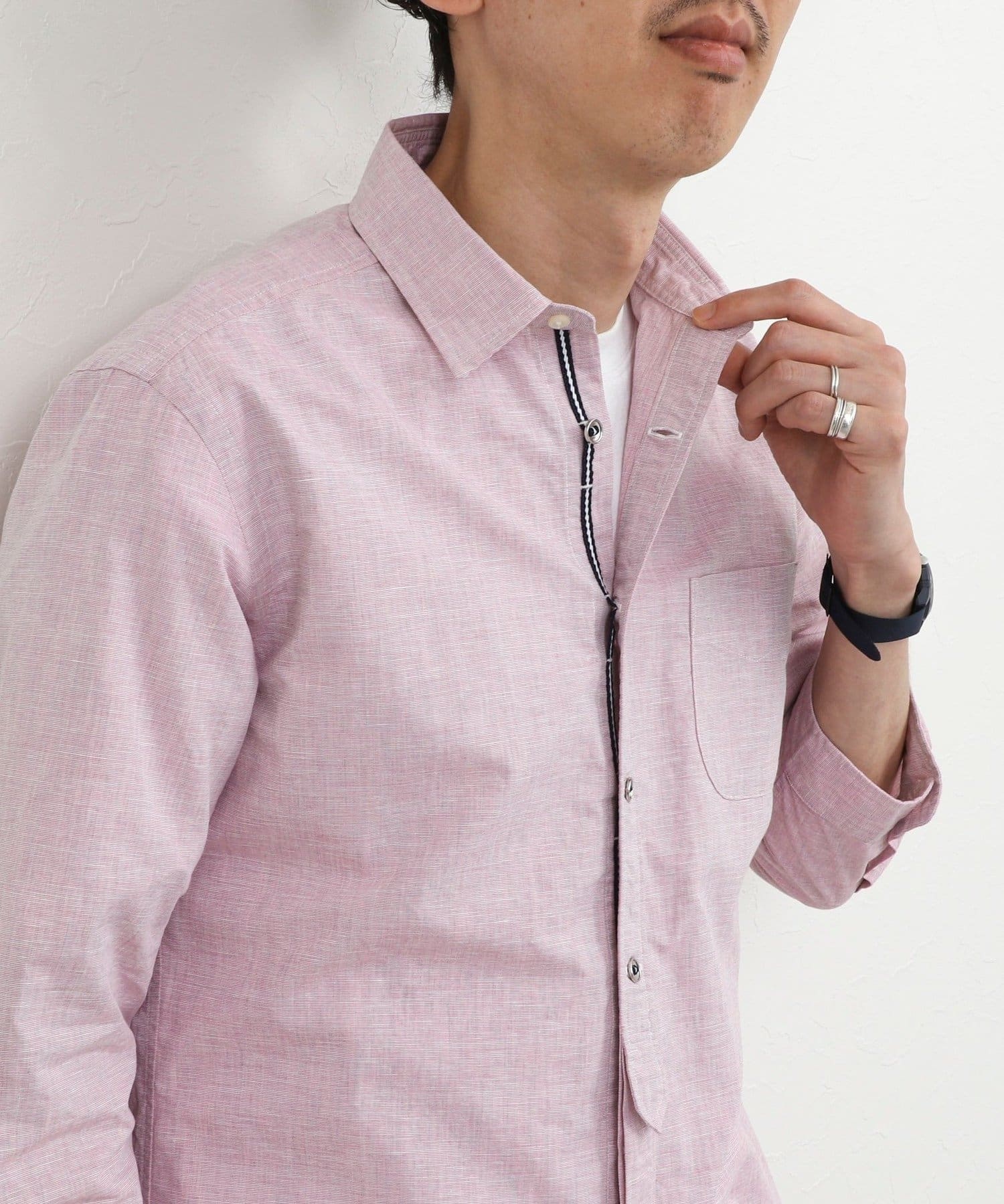 NOLLEY'S(ノーリーズ) 綿麻パラシュートボタン7分袖シャツ 26SS