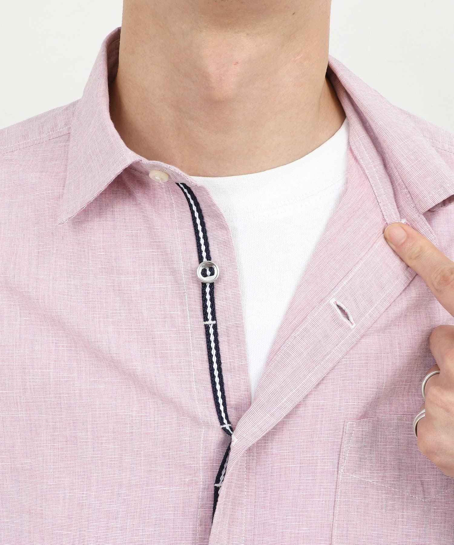 NOLLEY'S(ノーリーズ) 綿麻パラシュートボタン7分袖シャツ 26SS