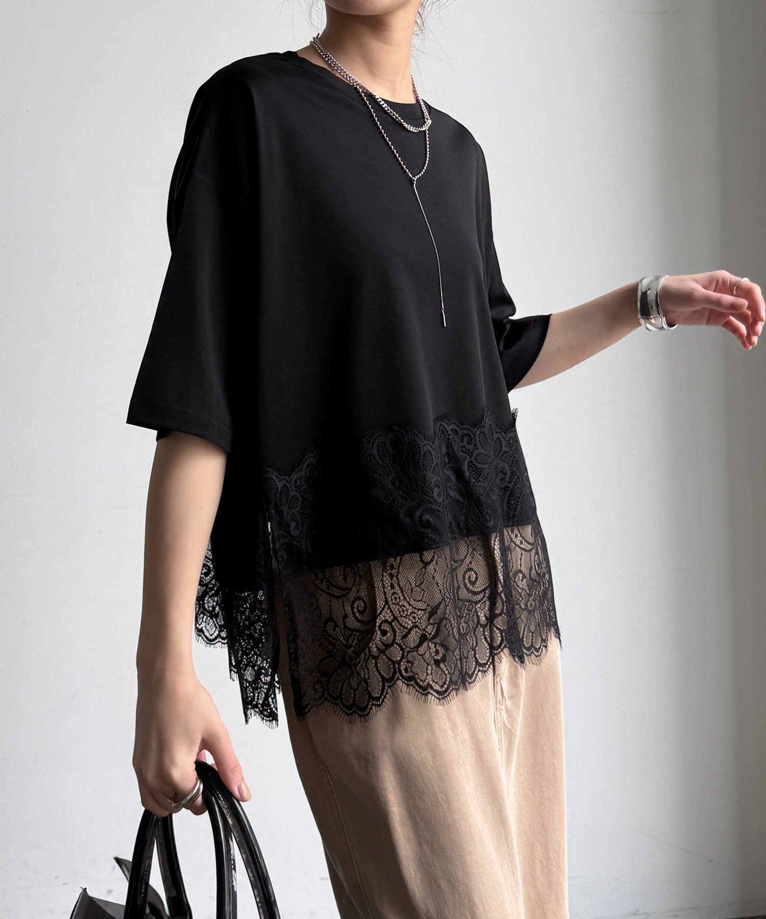 DOUDOU(ドゥドゥ) 裾レースワイドTEE