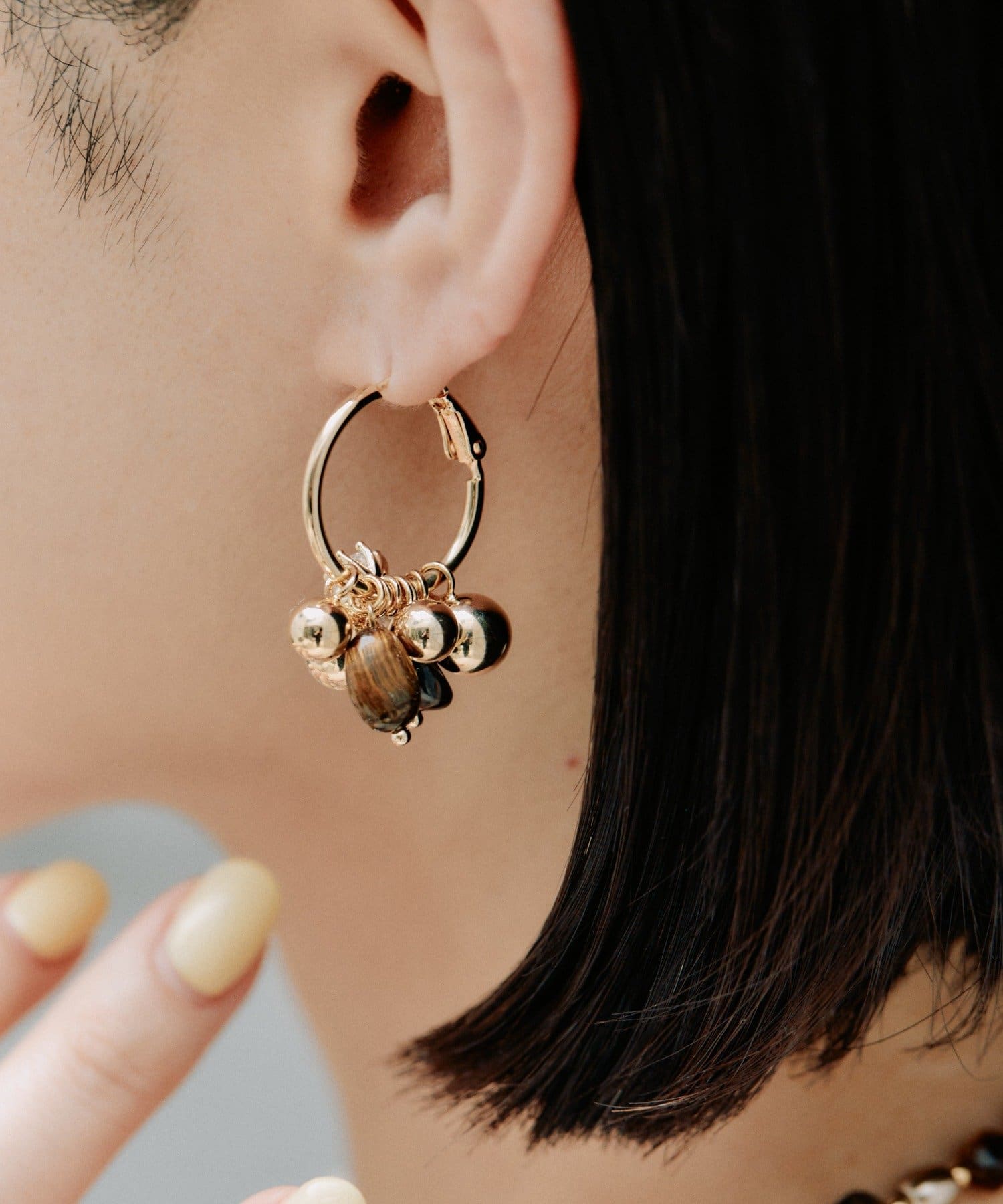 ear PAPILLONNER(イア パピヨネ) ブラウンフープピアス