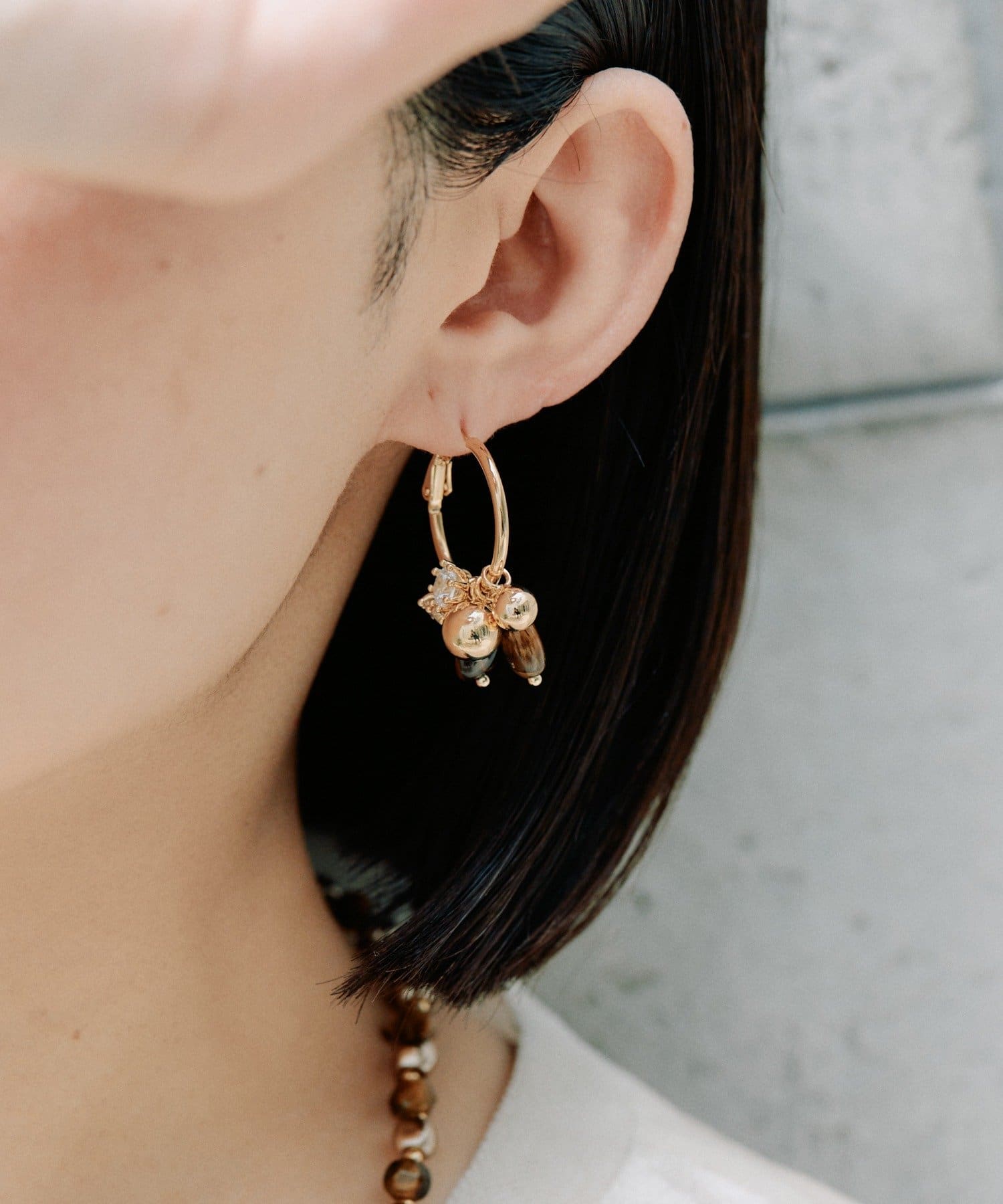 ear PAPILLONNER(イア パピヨネ) ブラウンフープピアス