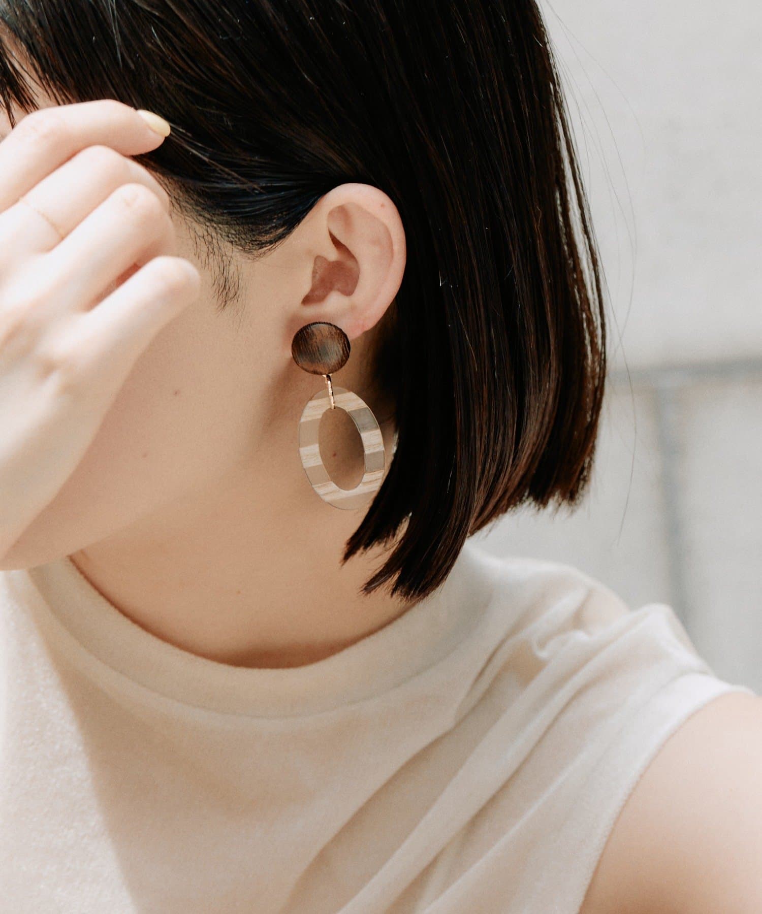 ear PAPILLONNER(イア パピヨネ) 《チタンポスト》縞々リングパーツピアス
