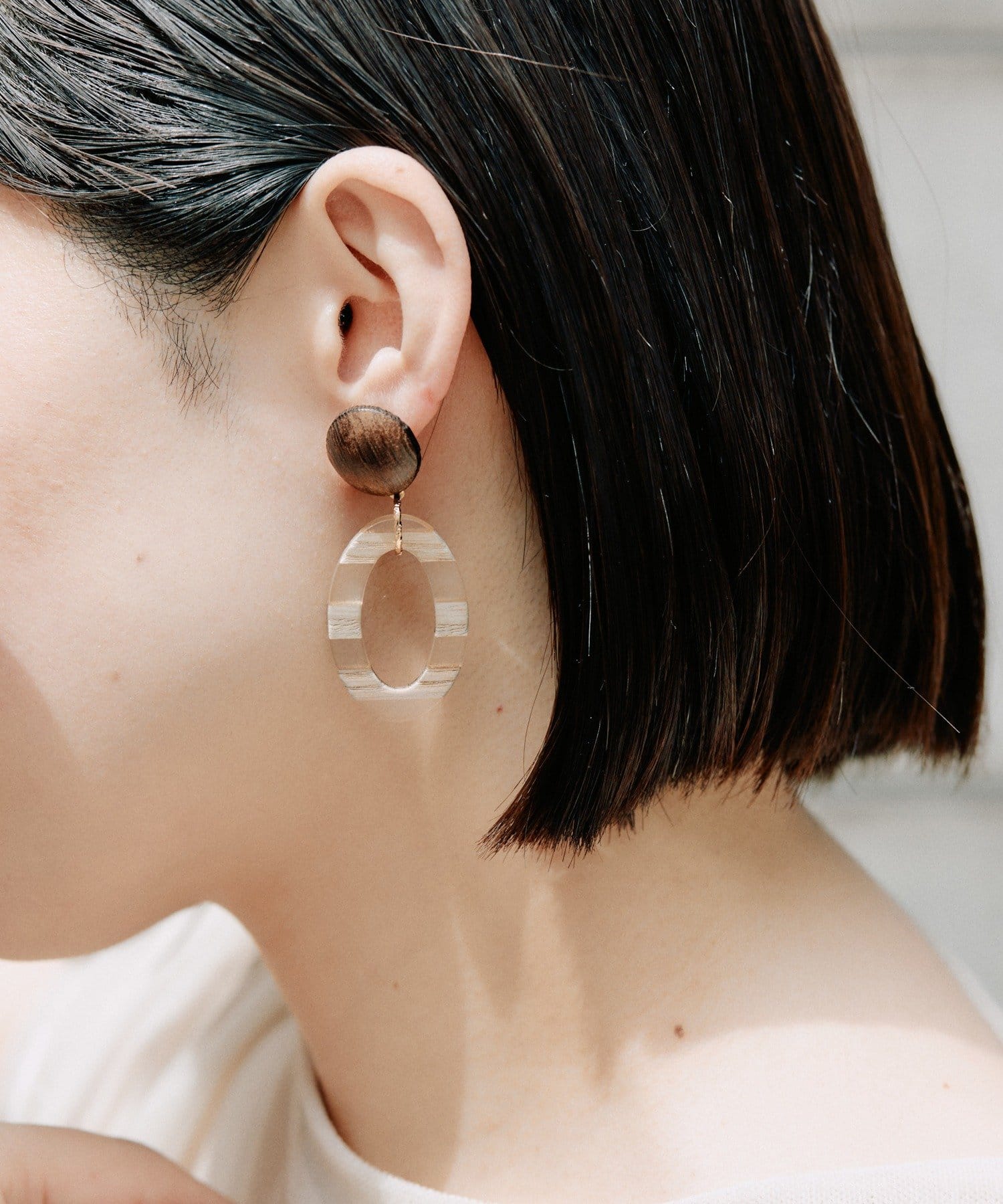 ear PAPILLONNER(イア パピヨネ) 《チタンポスト》縞々リングパーツピアス