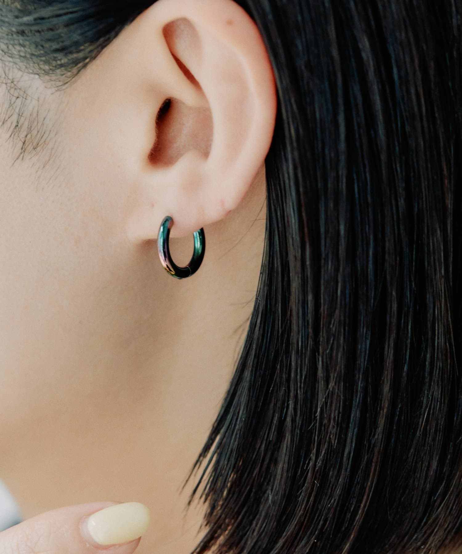 ear PAPILLONNER(イア パピヨネ) 《金属アレルギー対応/ステンレス》オーロラ15ｍｍフープピアス
