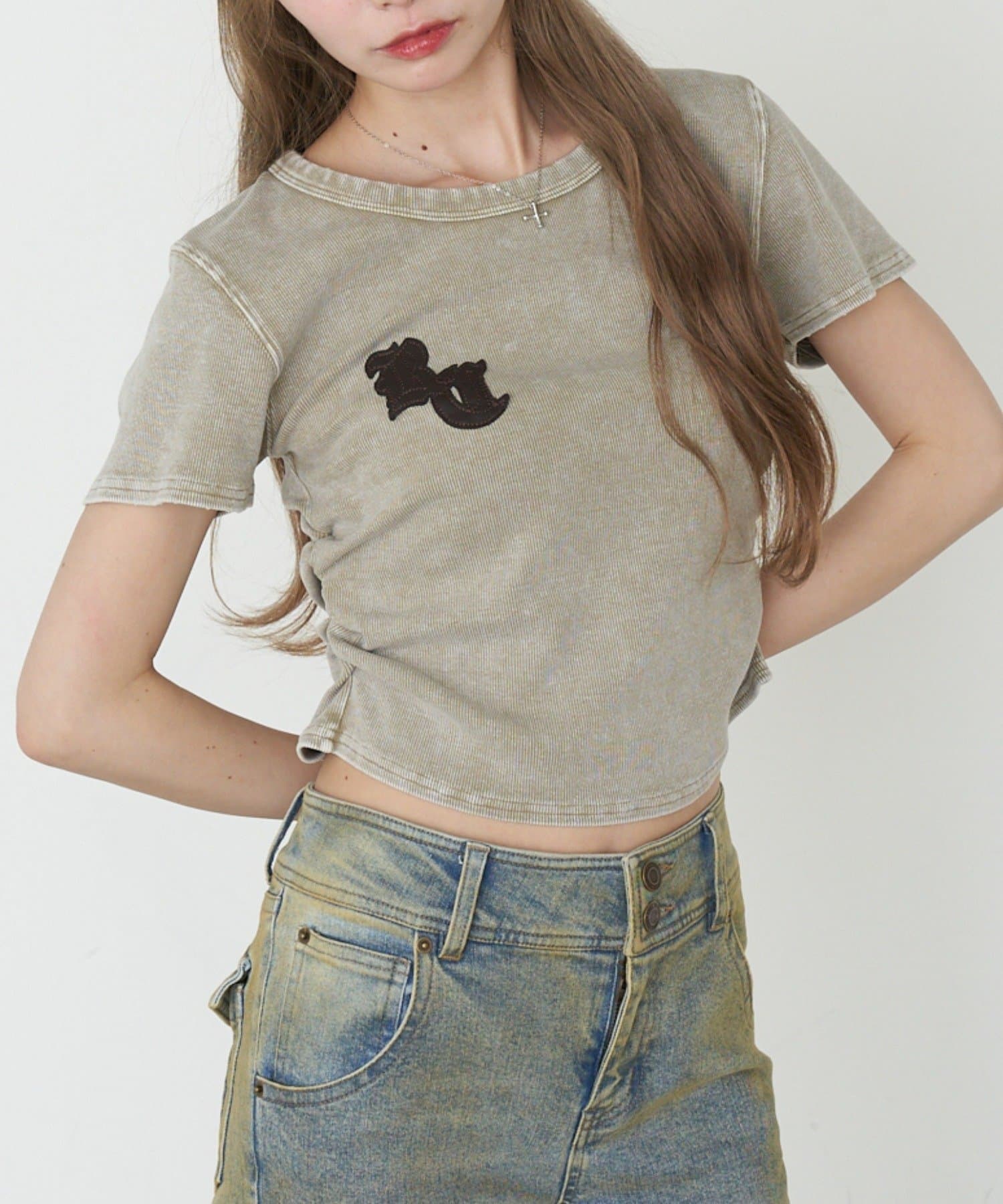 RAY CASSIN(レイカズン) ピグメントチビTシャツ