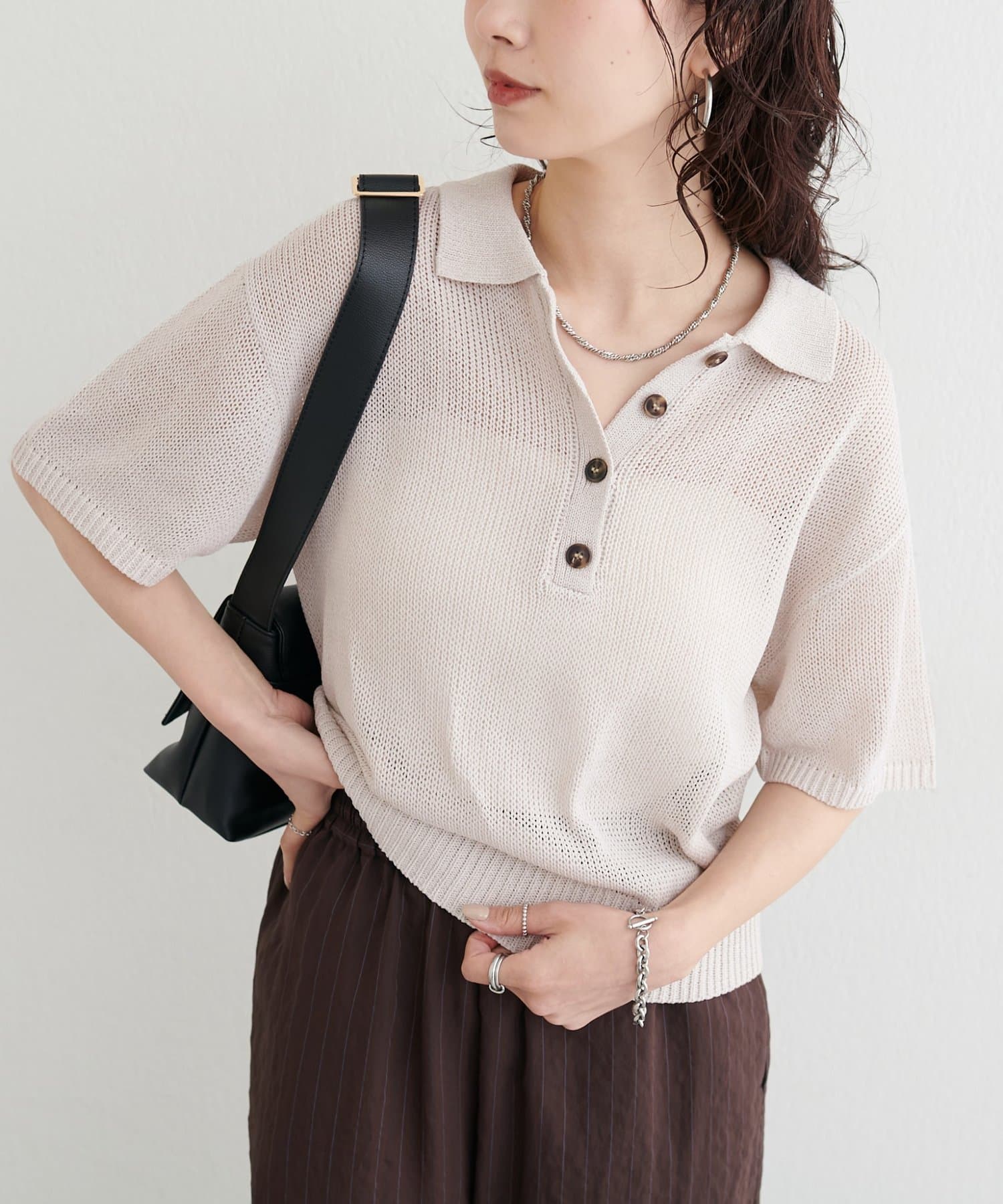LARUTA(ラルータ) ドライタッチシアーポロ半袖プルオーバー