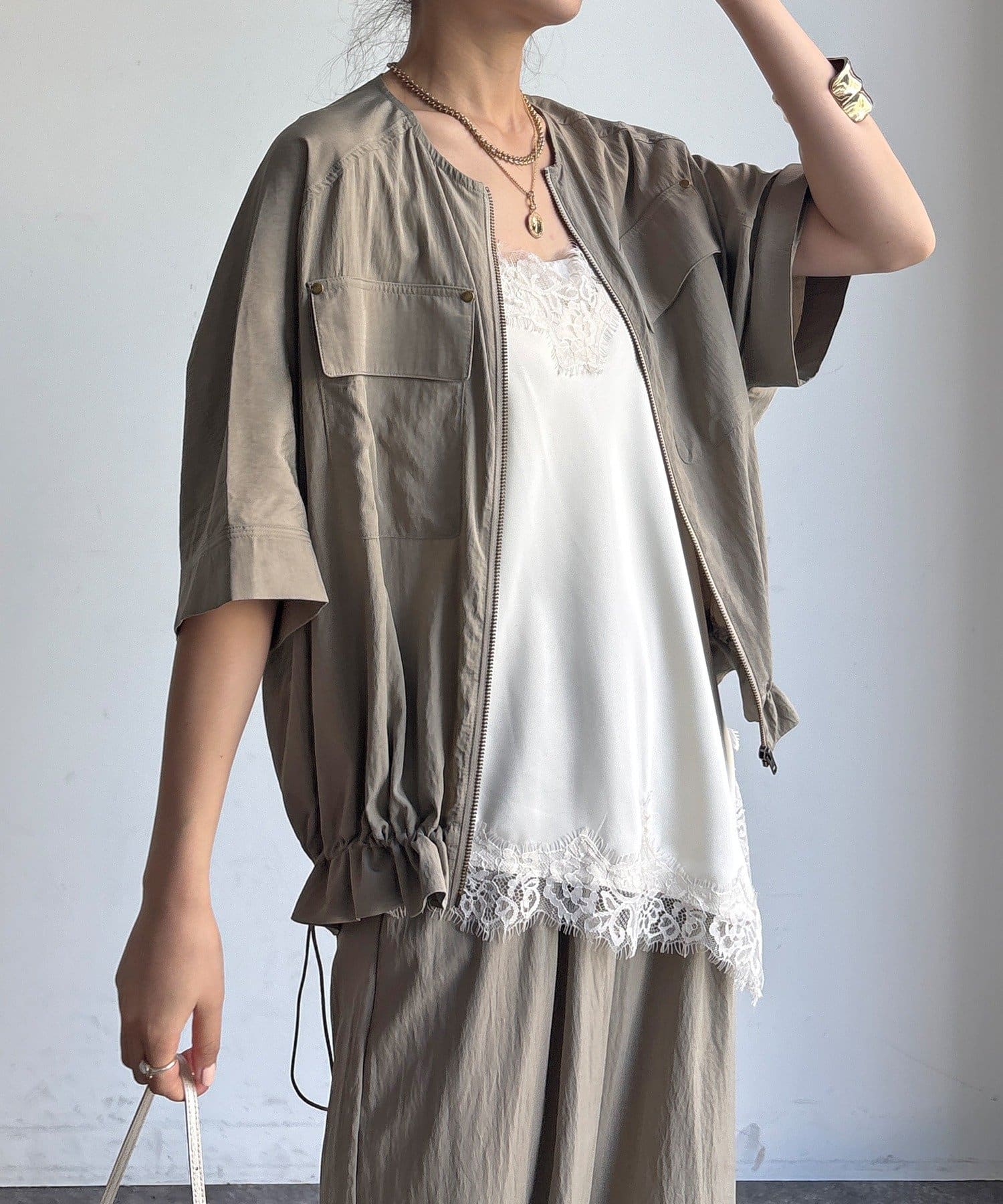 DOUDOU(ドゥドゥ) 【WEB限定/セットアップ可能】UVカット接触冷感ワッシャーブルゾン