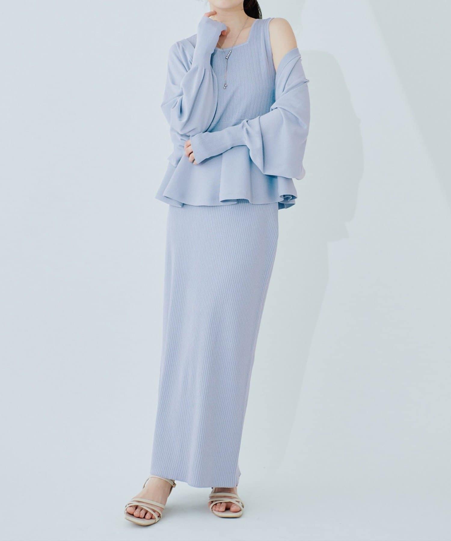NICE CLAUP / OLIVE des OLIVE OUTLET(ナイスクラップ  / オリーブ デ オリーブ アウトレット) 【natural couture】UVカット付きリブニットタイトスカート