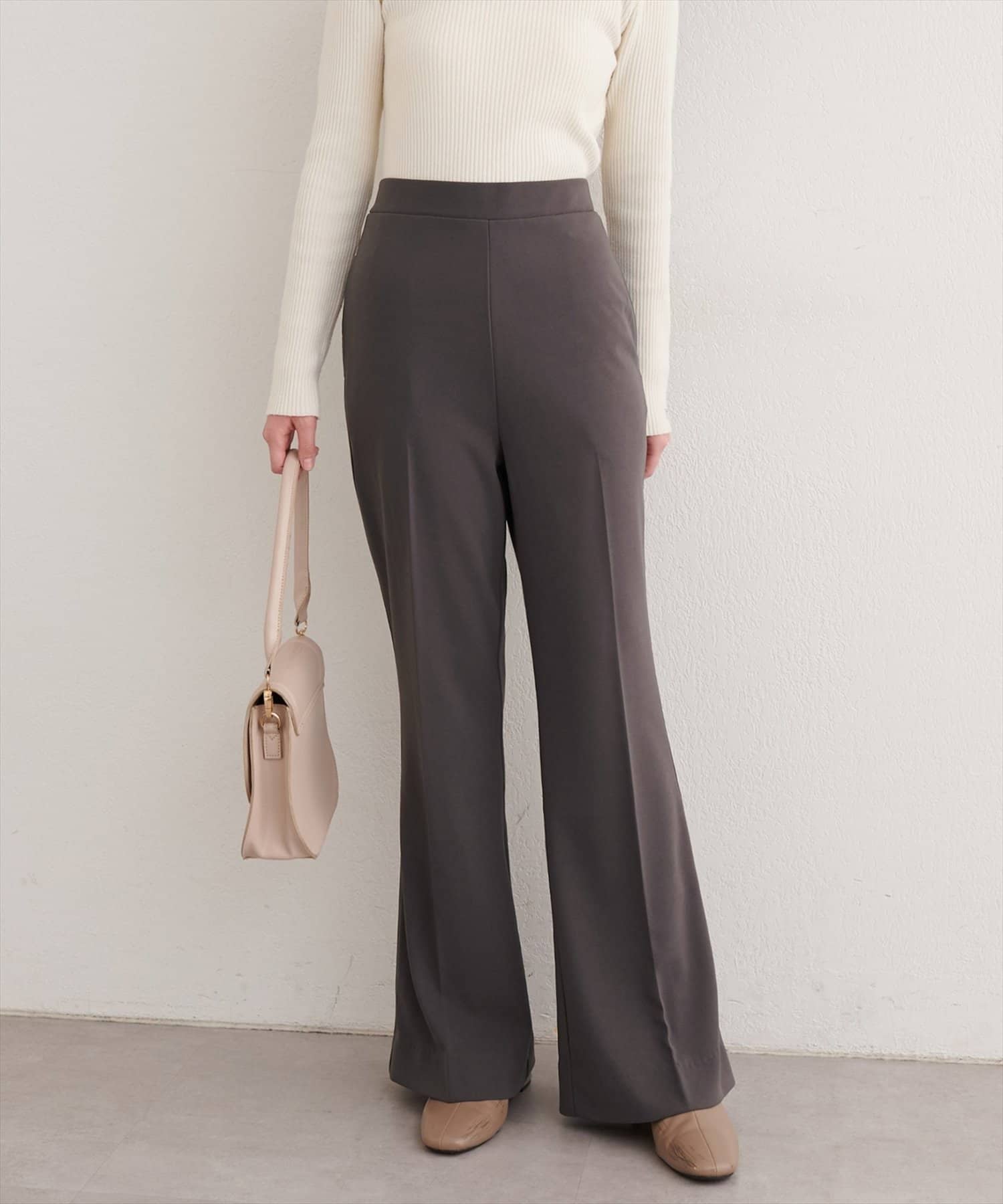 NICE CLAUP / OLIVE des OLIVE OUTLET(ナイスクラップ  / オリーブ デ オリーブ アウトレット) 【natural couture】カットジョーゼットストレッチフレアヘムパンツ
