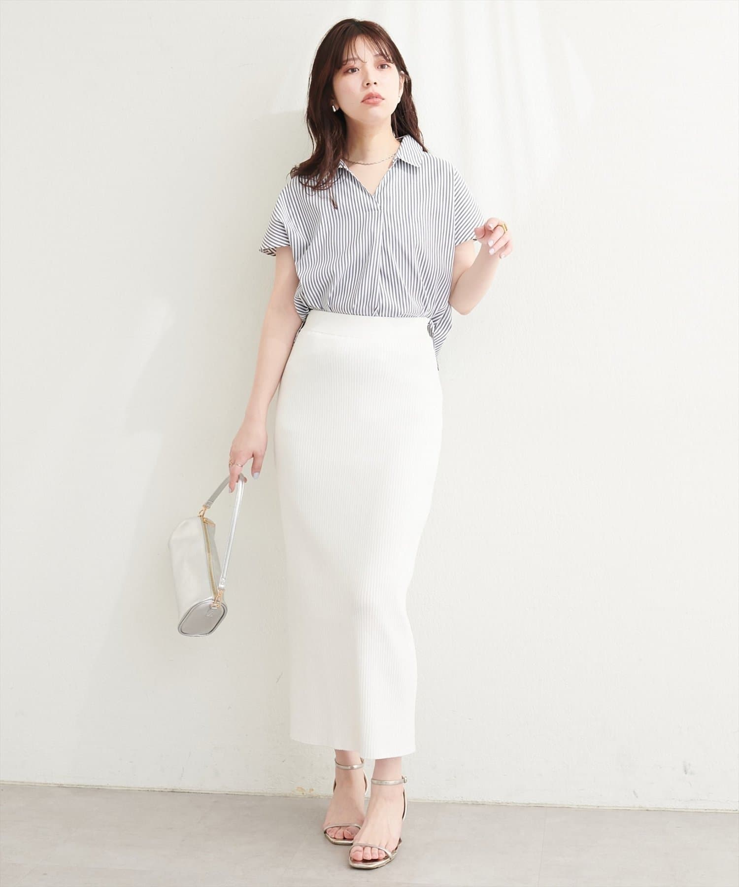 NICE CLAUP / OLIVE des OLIVE OUTLET(ナイスクラップ  / オリーブ デ オリーブ アウトレット) 【natural couture】涼しげスキッパーブラウス