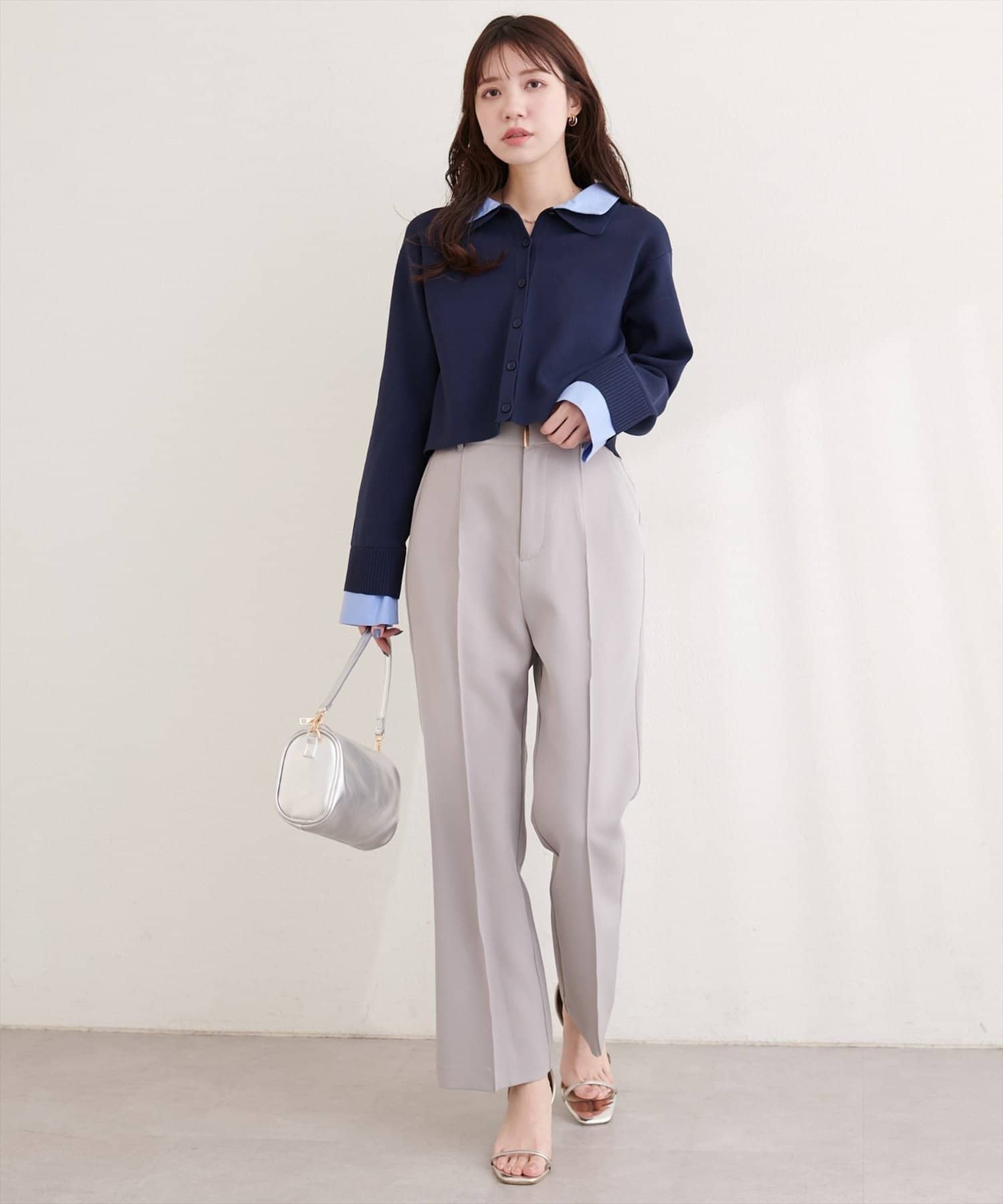 NICE CLAUP / OLIVE des OLIVE OUTLET(ナイスクラップ  / オリーブ デ オリーブ アウトレット) 【natural couture】ニット衿レイヤードカーデ