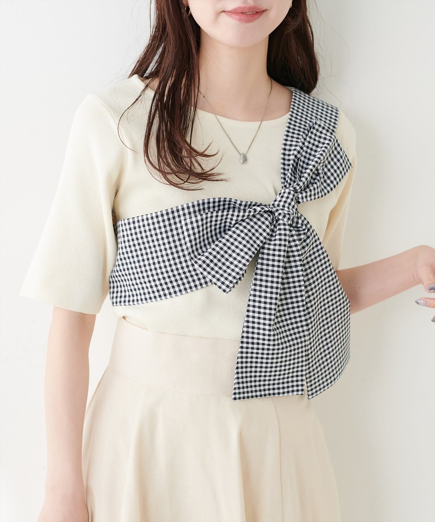 NICE CLAUP / OLIVE des OLIVE OUTLET(ナイスクラップ  / オリーブ デ オリーブ アウトレット) 【natural couture】リボン付きニット