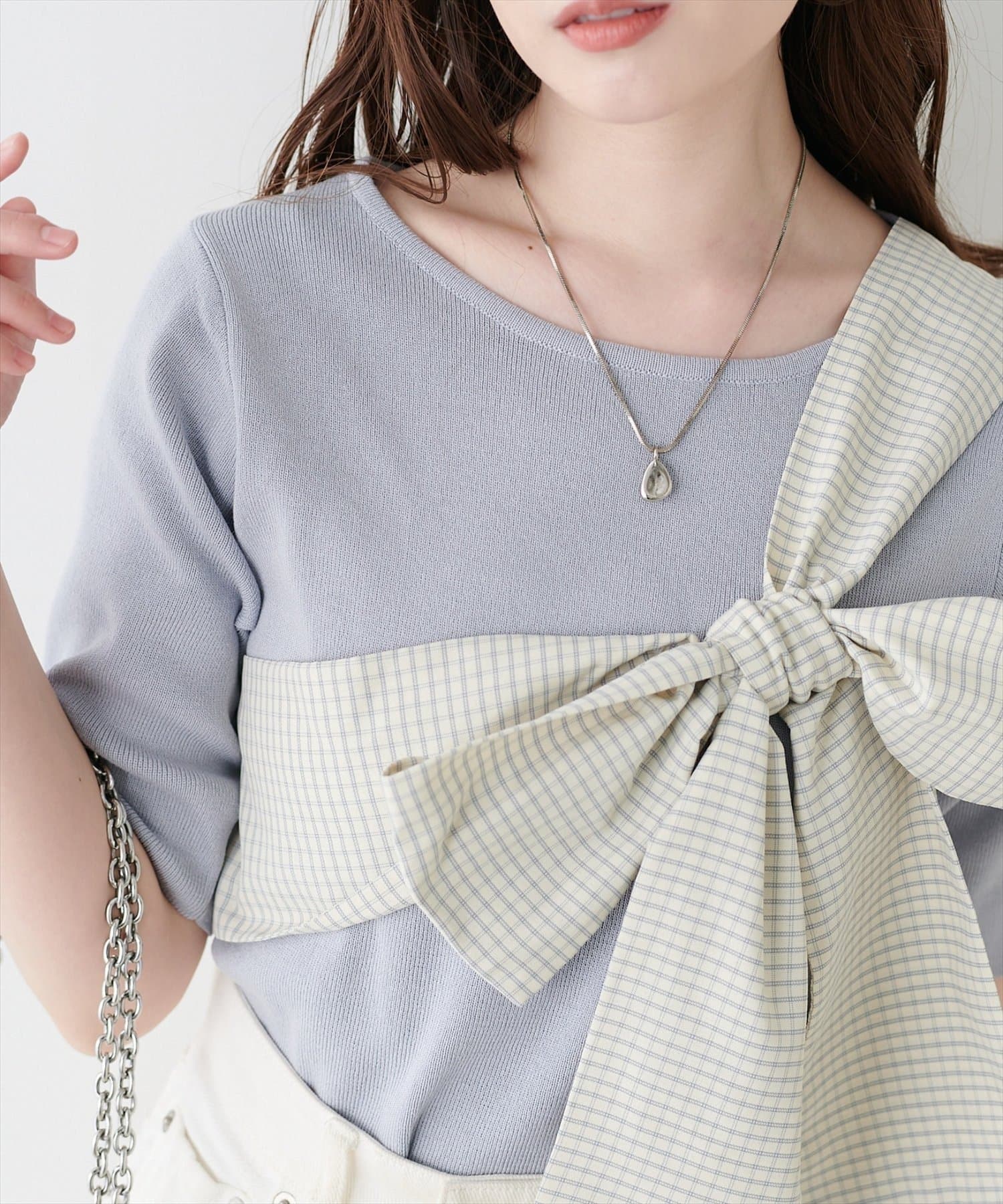 NICE CLAUP / OLIVE des OLIVE OUTLET(ナイスクラップ  / オリーブ デ オリーブ アウトレット) 【natural couture】リボン付きニット