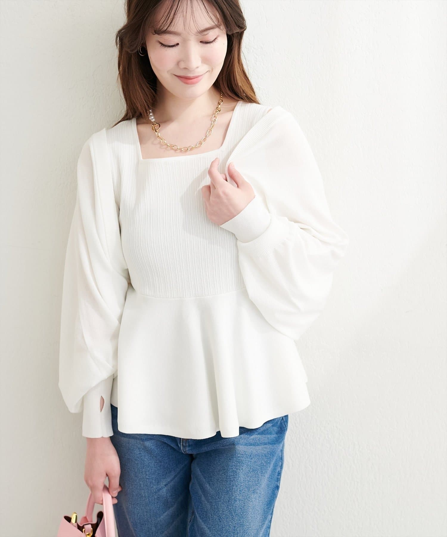 natural couture】UVカット付きボレロ×ペプラムニットSET | NICE CLAUP