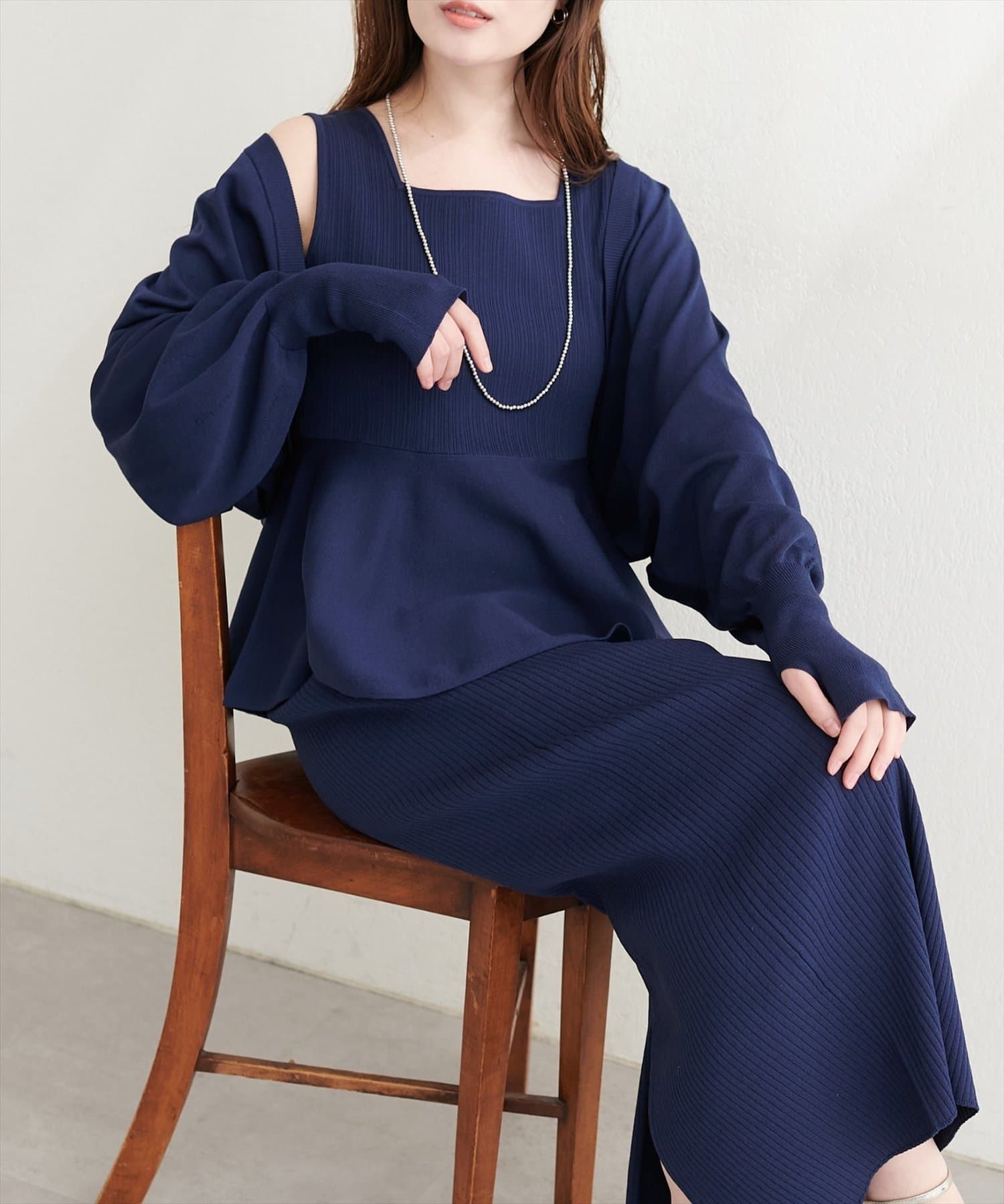 natural couture】UVカット付きボレロ×ペプラムニットSET | NICE CLAUP
