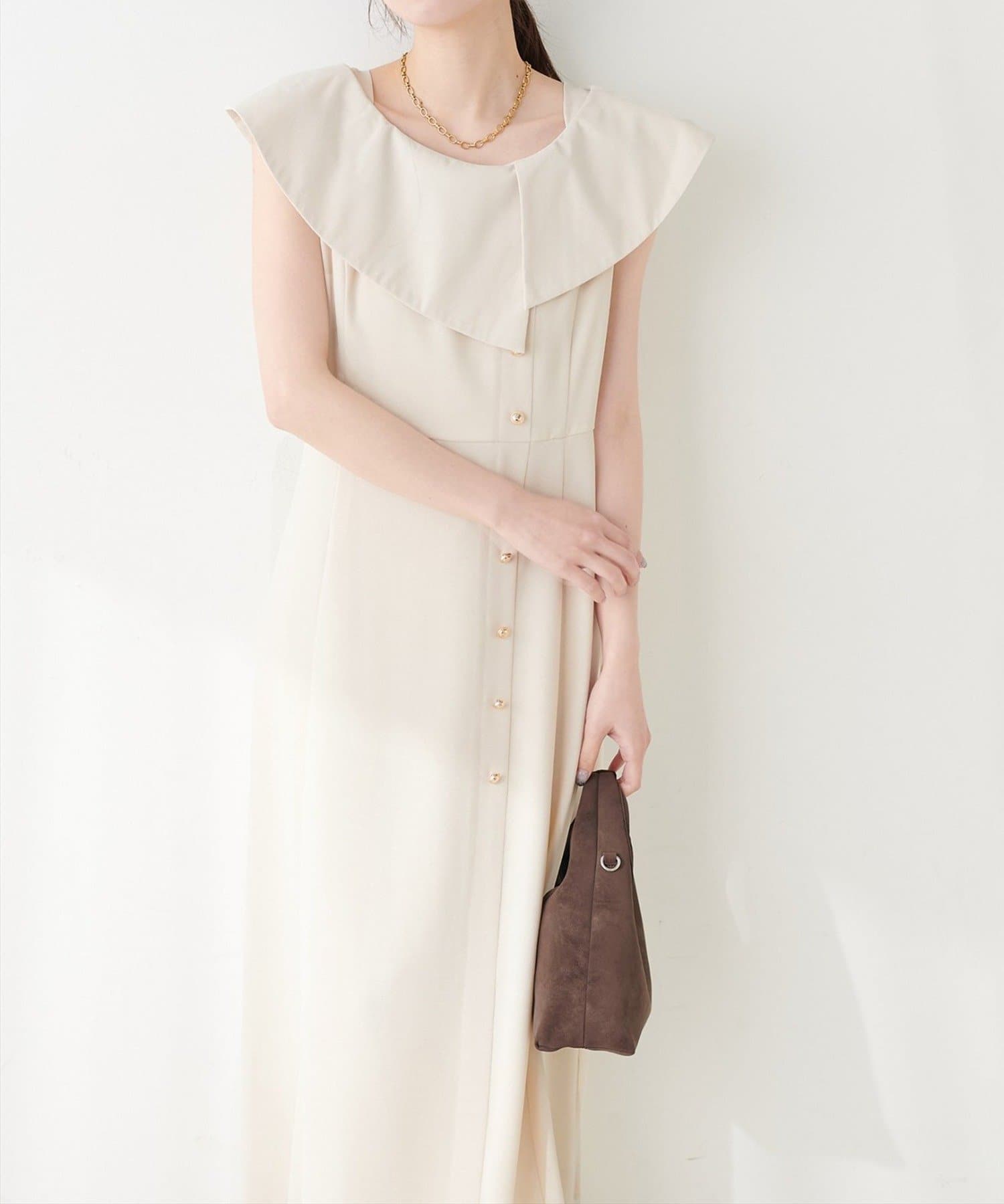 NICE CLAUP / OLIVE des OLIVE OUTLET(ナイスクラップ  / オリーブ デ オリーブ アウトレット) 【natural couture】アシメカラーオフショル風ワンピース