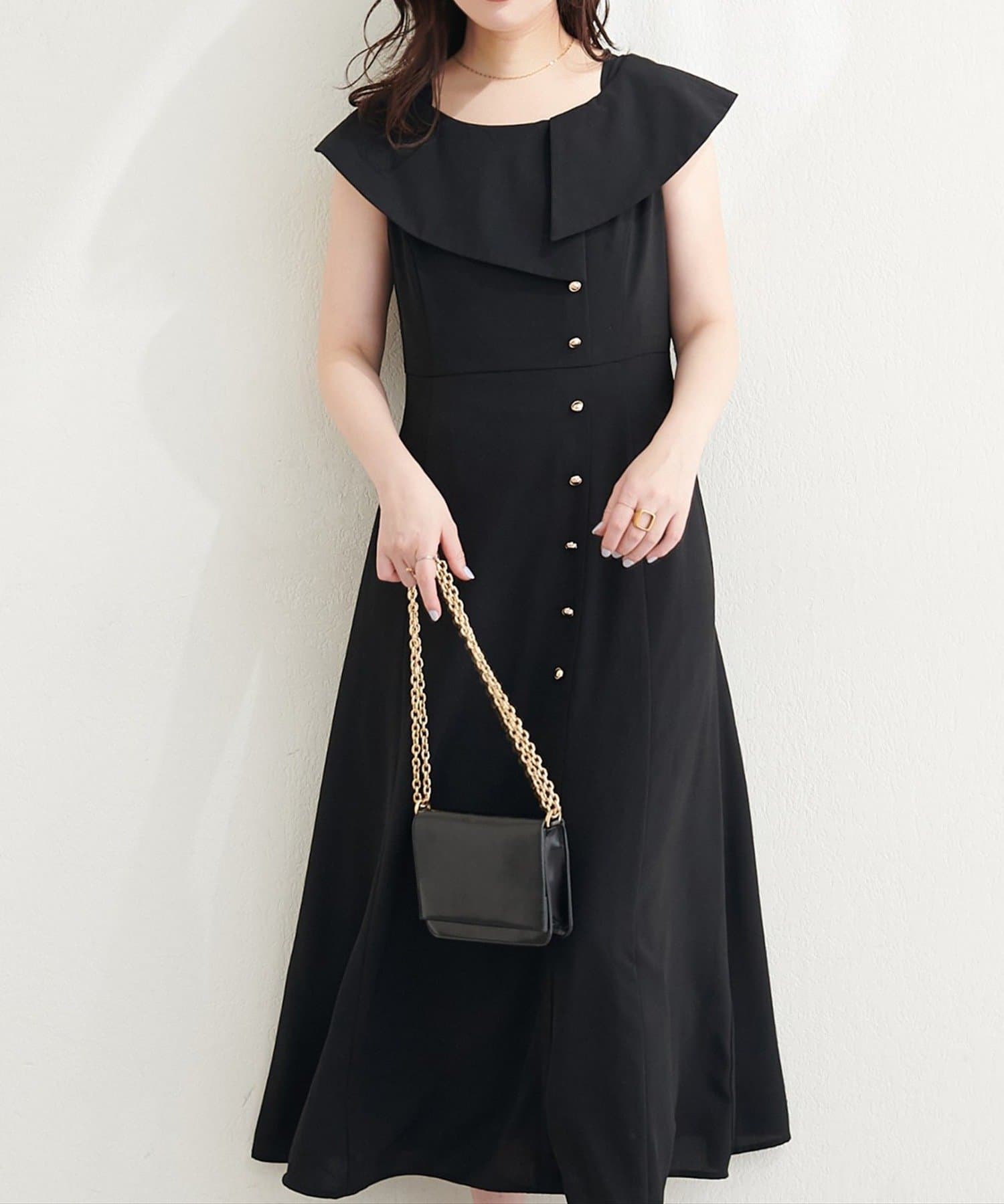 NICE CLAUP / OLIVE des OLIVE OUTLET(ナイスクラップ  / オリーブ デ オリーブ アウトレット) 【natural couture】アシメカラーオフショル風ワンピース