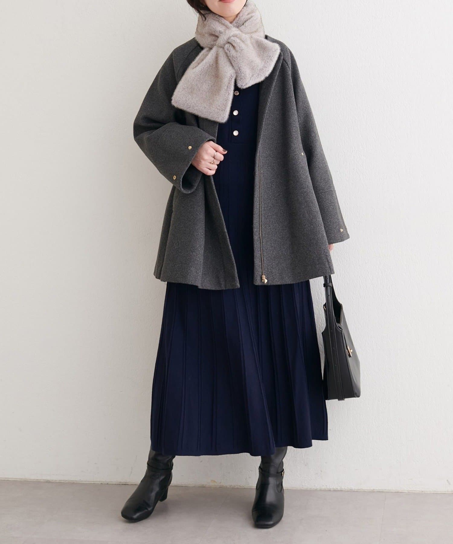 NICE CLAUP / OLIVE des OLIVE OUTLET(ナイスクラップ  / オリーブ デ オリーブ アウトレット) 【natural couture】スカラッププリーツニットワンピース