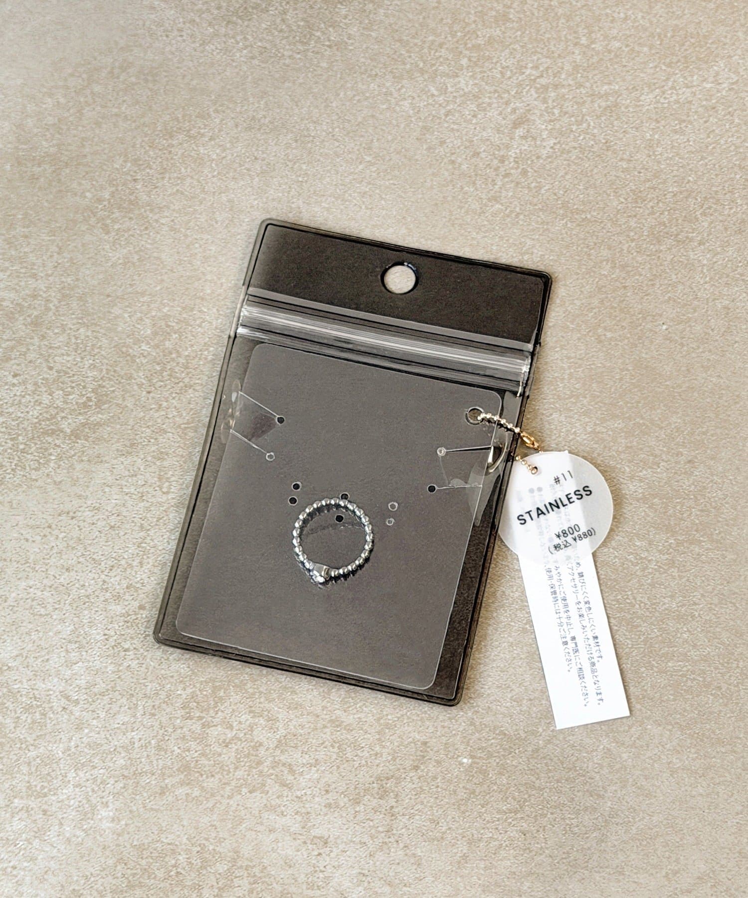 3COINS(スリーコインズ) ステンレス1粒ビジューリング