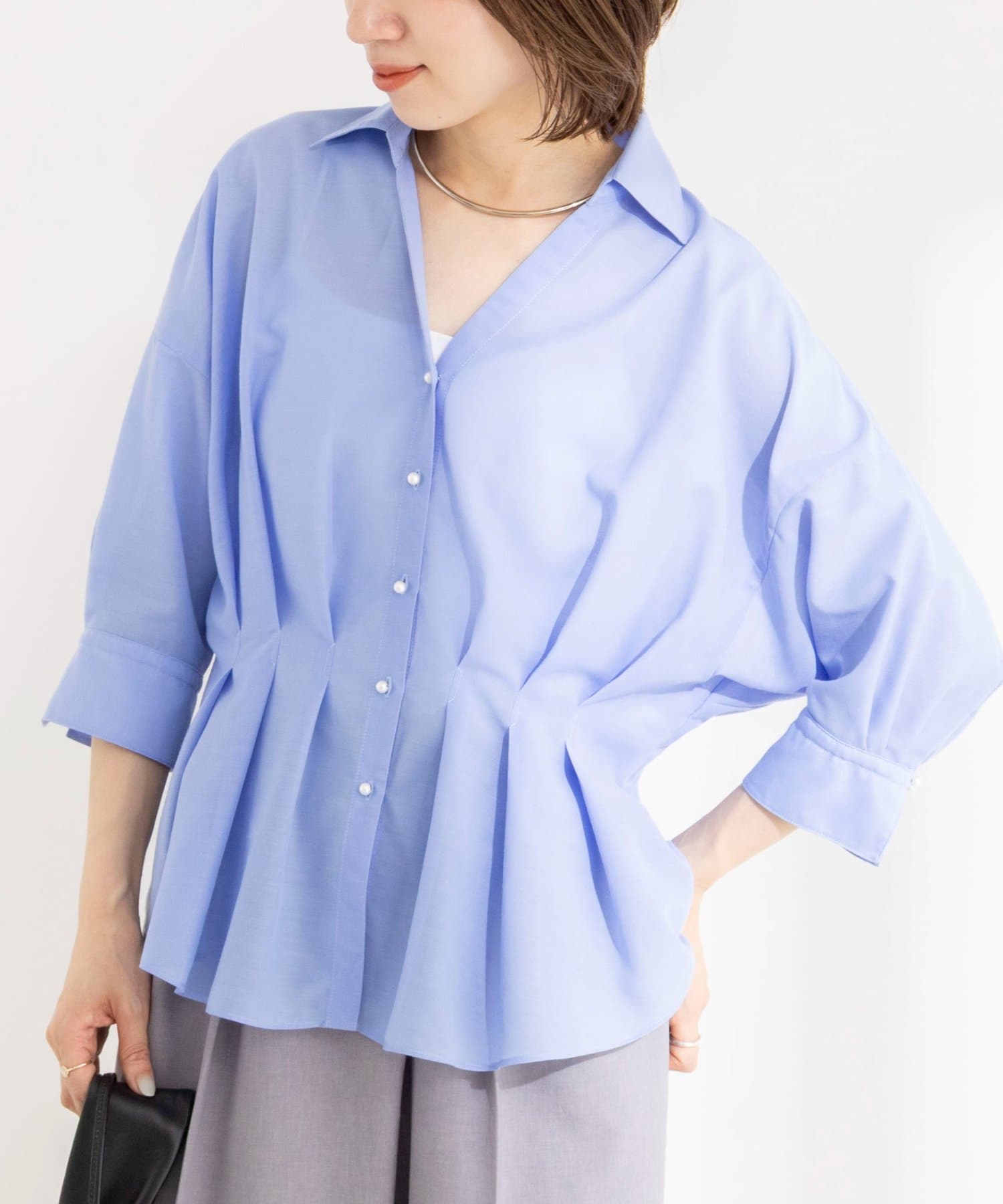 NOLLEY'S(ノーリーズ) ウォッシャブルシアースキッパータック半袖ブラウス