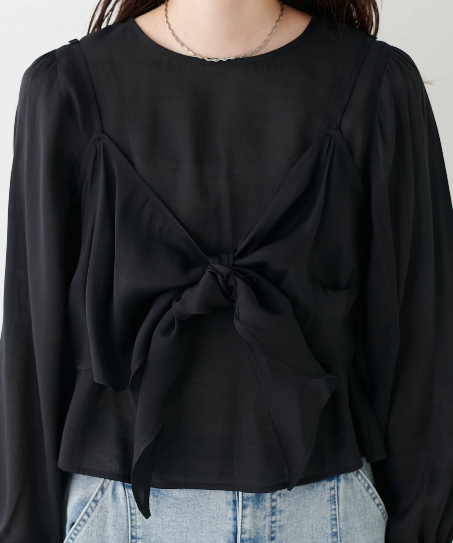 NICE CLAUP / OLIVE des OLIVE OUTLET(ナイスクラップ  / オリーブ デ オリーブ アウトレット) 【natural couture】リボンビスチェ＋ブラウスＳＥＴ