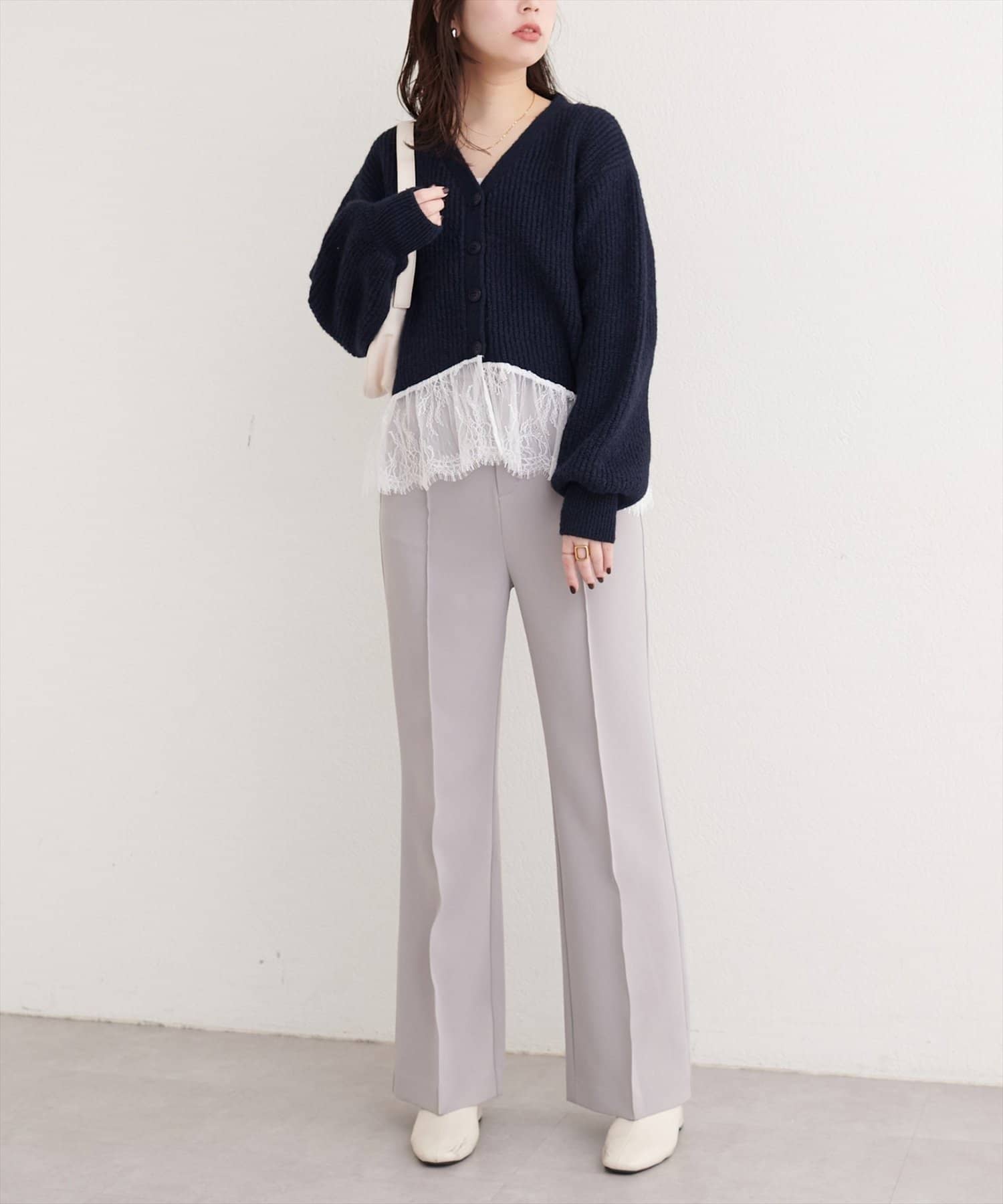 NICE CLAUP / OLIVE des OLIVE OUTLET(ナイスクラップ  / オリーブ デ オリーブ アウトレット) 【natural couture】裾レースカーディガン