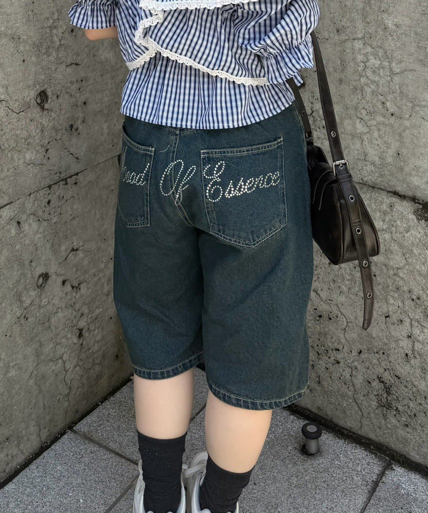 NICE CLAUP / OLIVE des OLIVE OUTLET(ナイスクラップ  / オリーブ デ オリーブ アウトレット) 【@_puni.moe企画】レース&ドットベルトハーフデニム