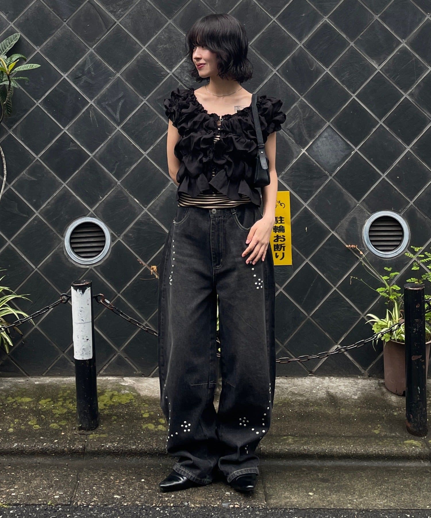 -goocy-(グーシー) マルチWAY半袖シャーリングブラウス