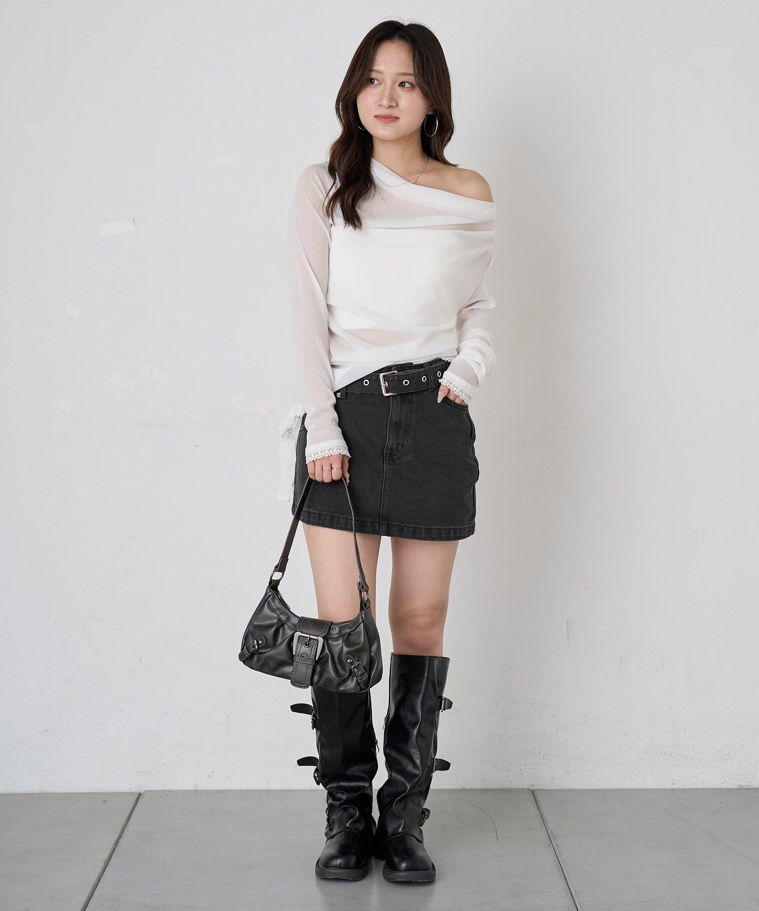 OUTLET(アウトレット) 【mline】アシメデニムミニスカ