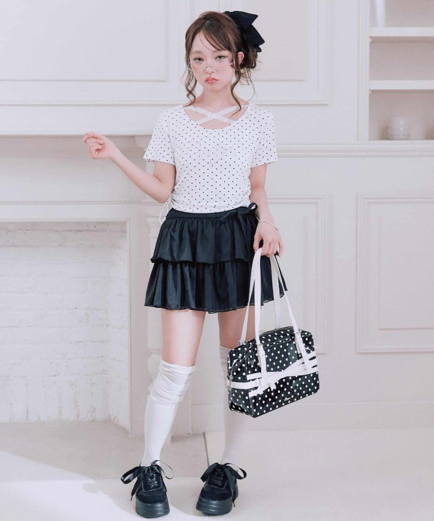 OLIVE des OLIVE(オリーブ デ オリーブ) リボンティアードスカート