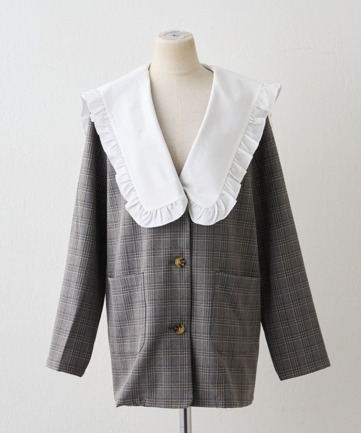 NICE CLAUP / OLIVE des OLIVE OUTLET(ナイスクラップ  / オリーブ デ オリーブ アウトレット) 【continuer】丈違いフリル衿ジャケット