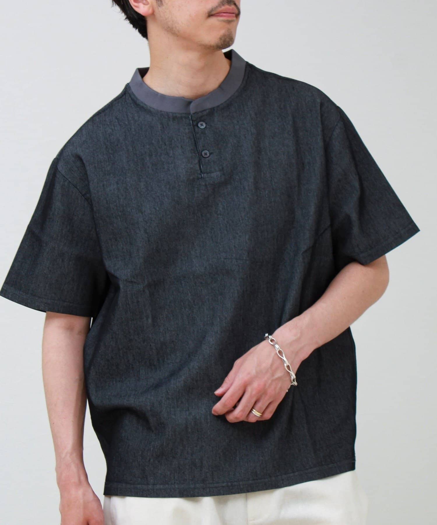 FREDY & GLOSTER(フレディ アンド グロスター) 【セットアップ対応】メッシュデニムヘンリーTEE