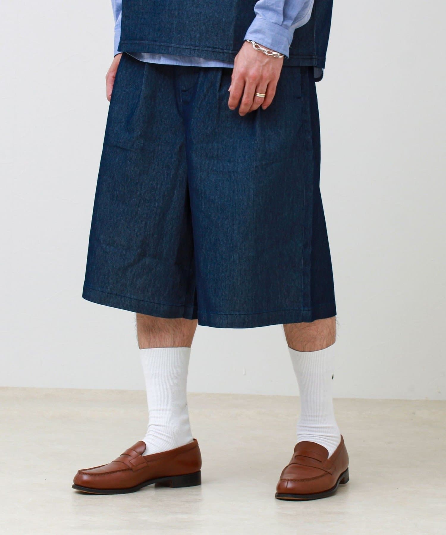 FREDY & GLOSTER(フレディ アンド グロスター) 【セットアップ対応】メッシュデニムバギーショーツ