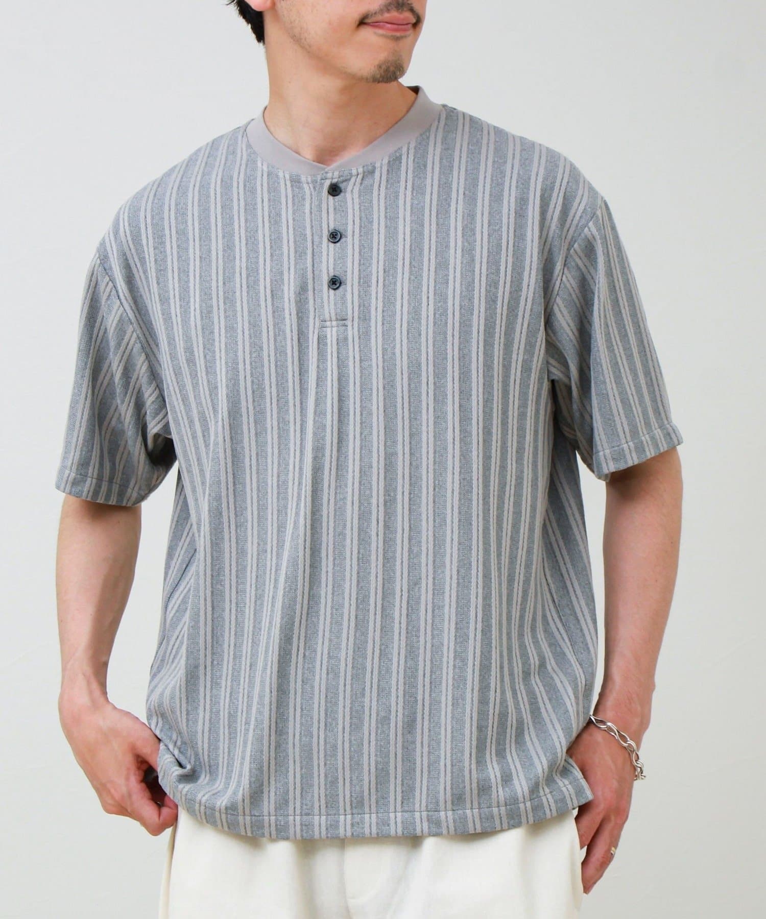 FREDY & GLOSTER(フレディ アンド グロスター) シアージャガード ヘンリーネックTシャツ