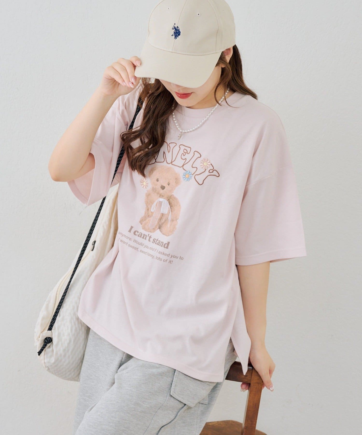 NICE CLAUP / OLIVE des OLIVE OUTLET(ナイスクラップ  / オリーブ デ オリーブ アウトレット) 【continuer】くまちゃんとお花ロゴＴ