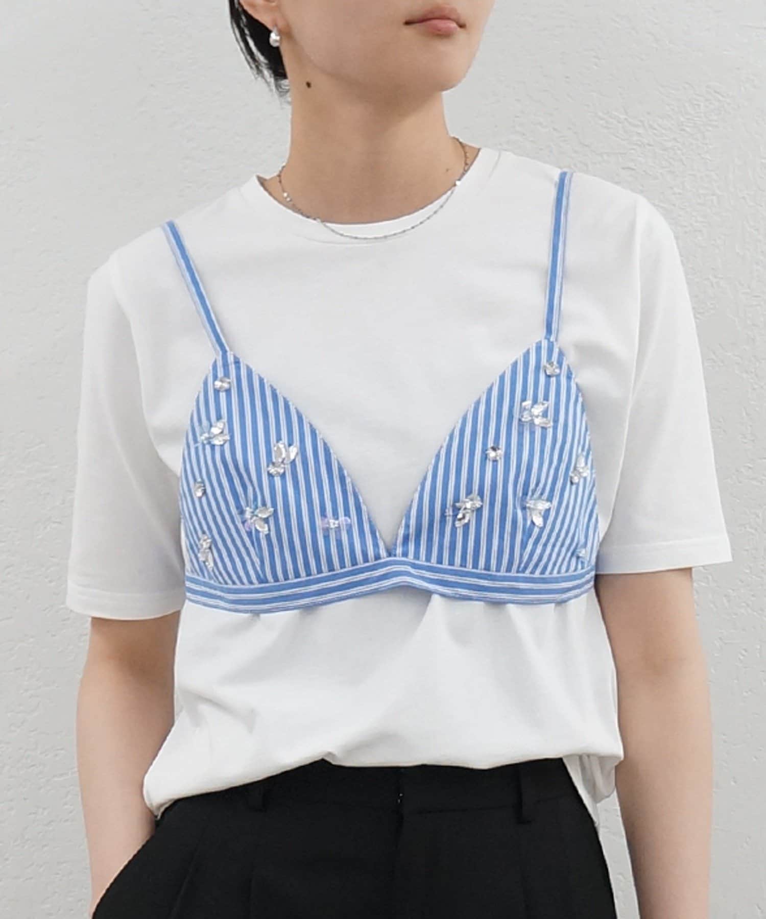 LOUNGEDRESS(ラウンジドレス) ストライプビジュービスチェ