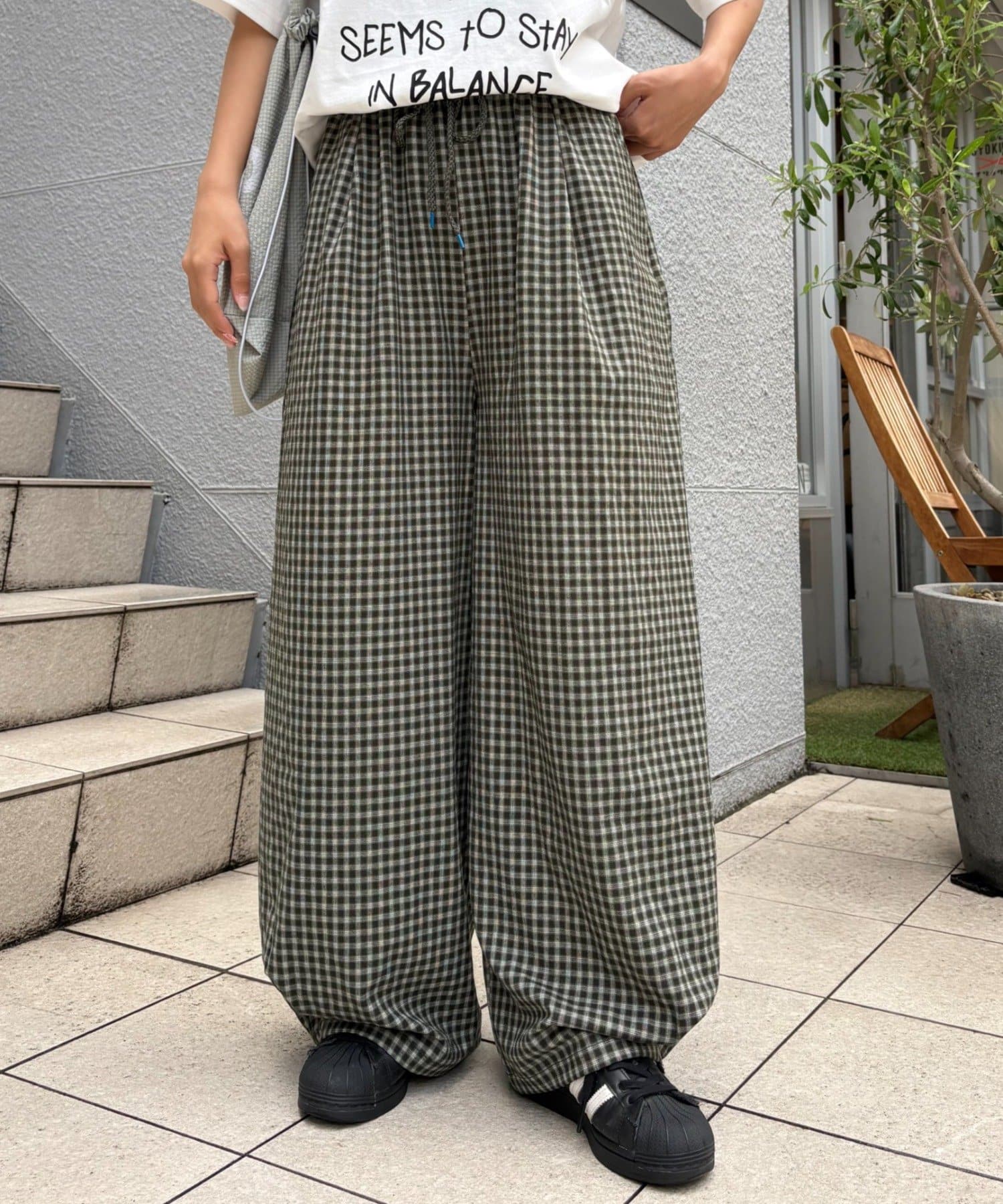 CIAOPANIC TYPY(チャオパニックティピー) 【UNISEX】チェックカーブイージーパンツ