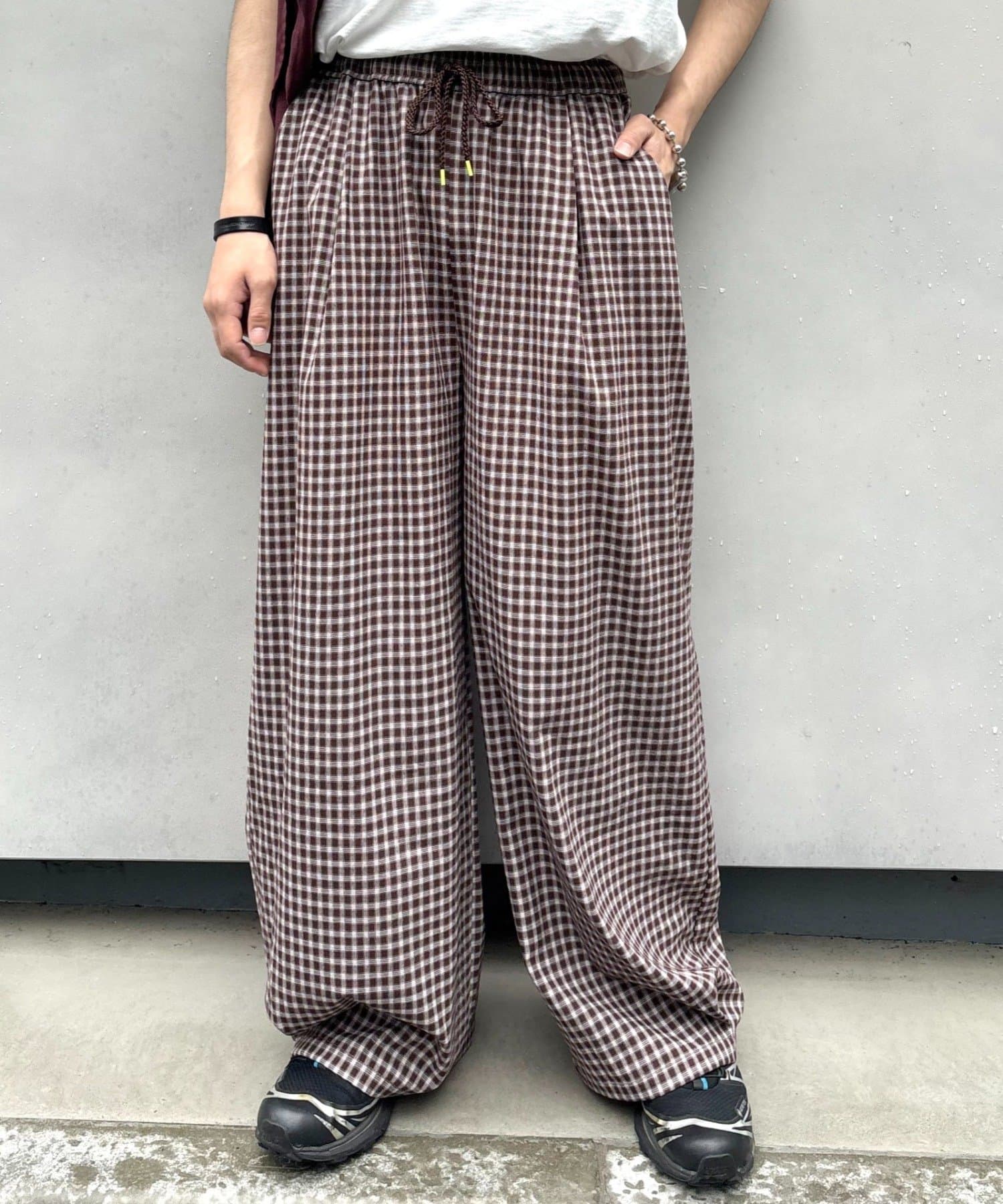 CIAOPANIC TYPY(チャオパニックティピー) 【UNISEX】チェックカーブイージーパンツ
