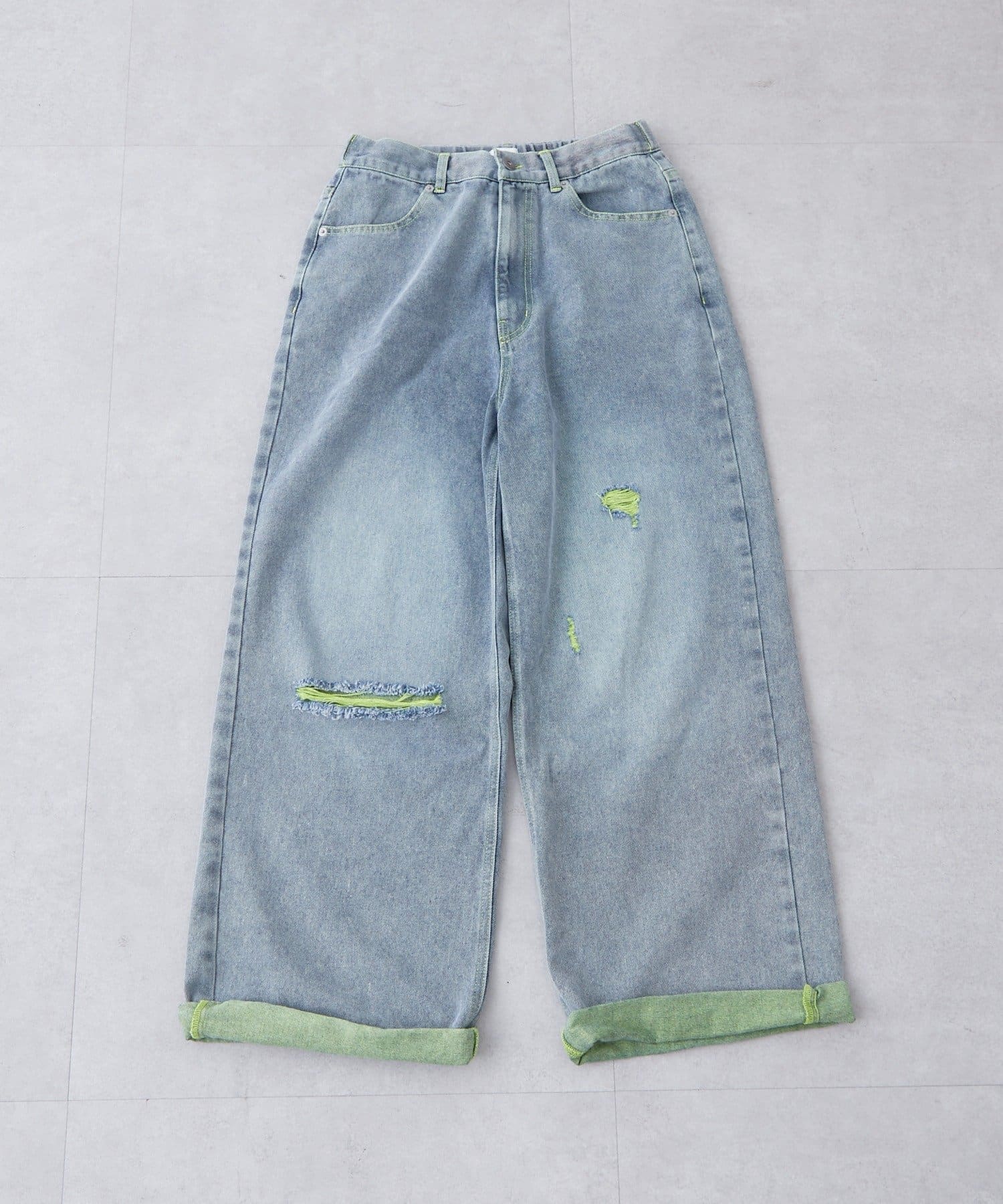CIAOPANIC TYPY(チャオパニックティピー) 【UNISEX】ライトオンスカラーロールアップダメージデニム