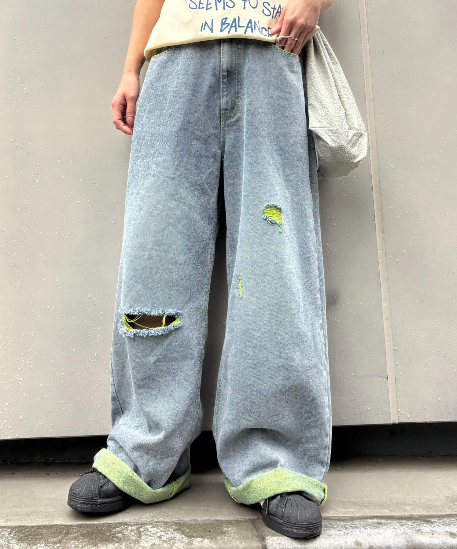 CIAOPANIC TYPY(チャオパニックティピー) 【UNISEX】ライトオンスカラーロールアップダメージデニム