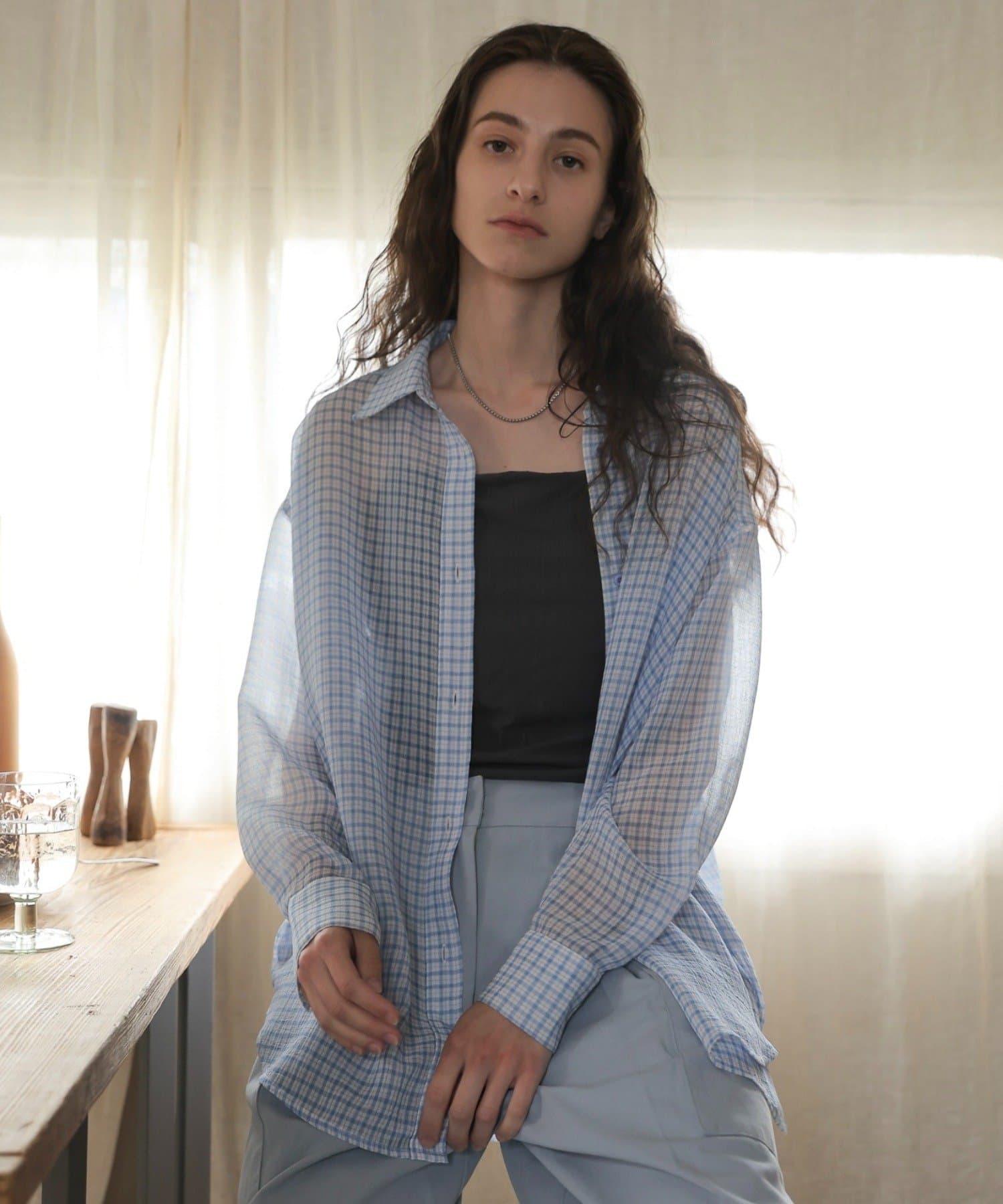 Kastane(カスタネ) 【CINAMOD】 CHECK SHEER SHIRT