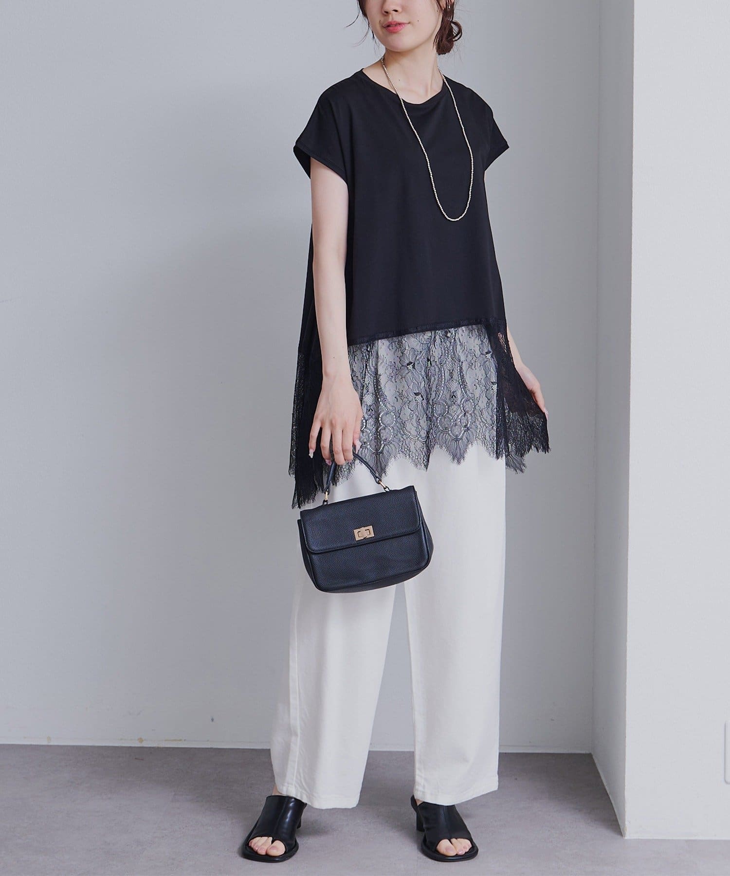 PUAL CE CIN(ピュアルセシン) レースヘムシルケットTシャツ
