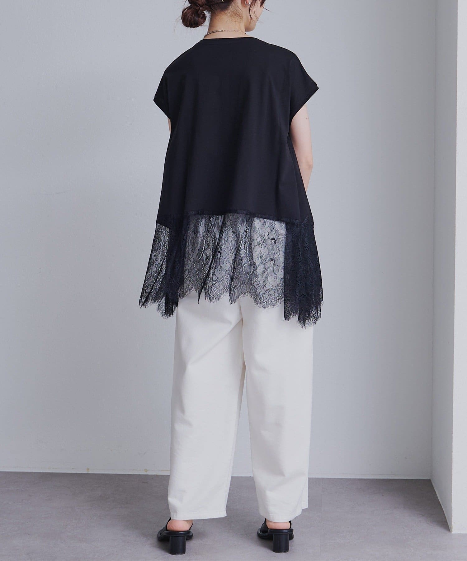 PUAL CE CIN(ピュアルセシン) レースヘムシルケットTシャツ