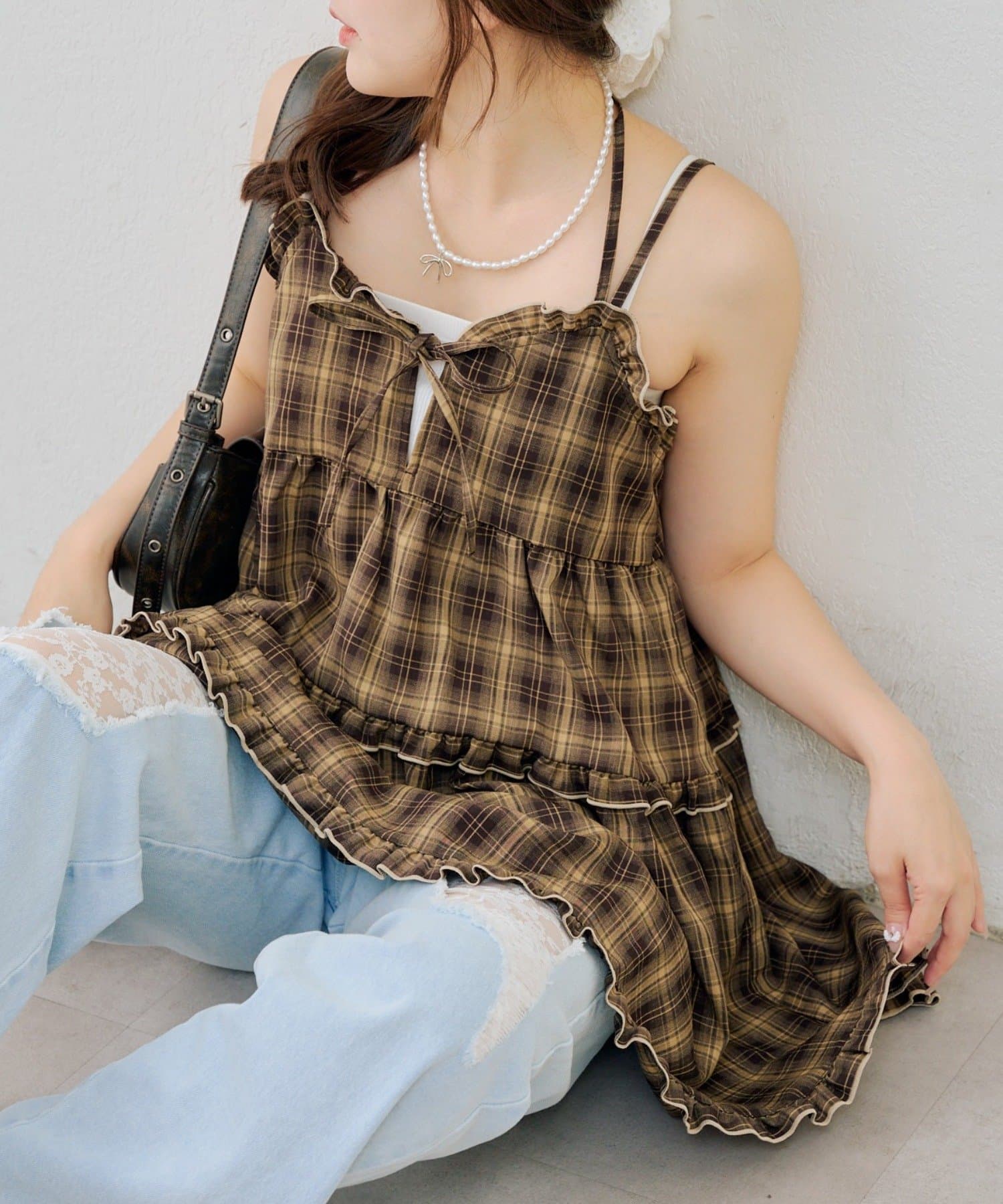 NICE CLAUP / OLIVE des OLIVE OUTLET(ナイスクラップ  / オリーブ デ オリーブ アウトレット) 【ANOTHER BRANCH】フリルティアードキャミ