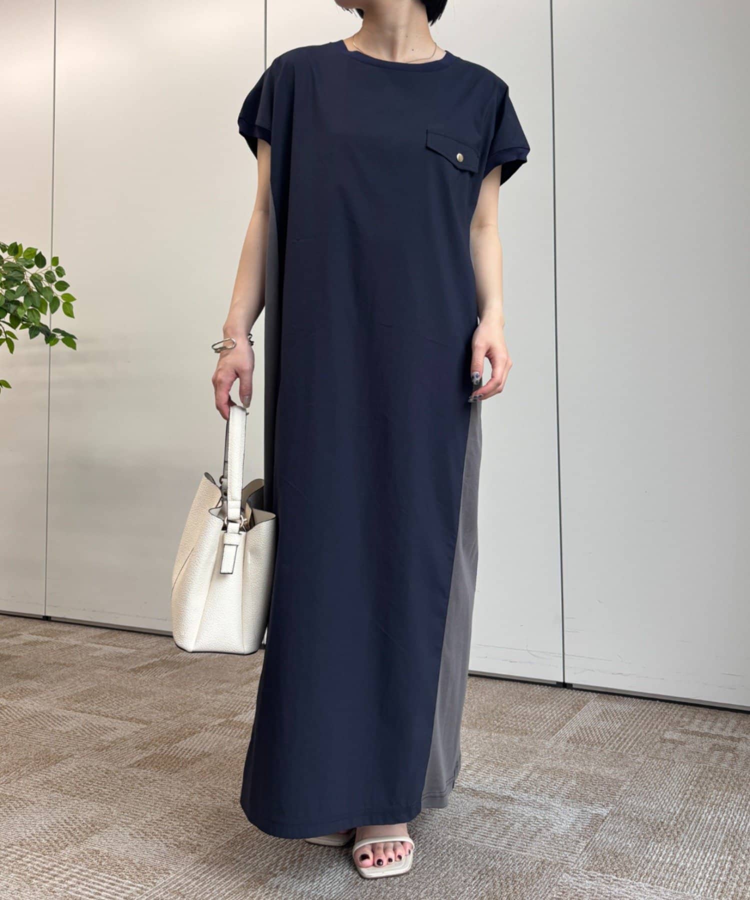 Jena　espace merveilleux(ジェナ　エスパスメルヴェイユ) 配色フレンチワンピース
