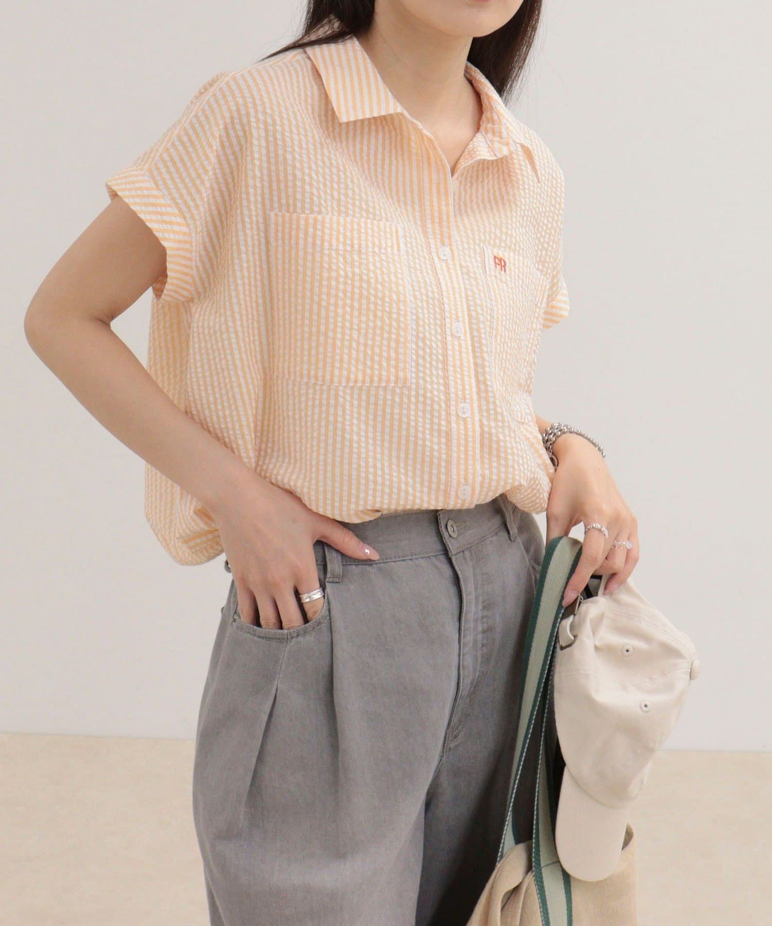 FREDY & GLOSTER(フレディ アンド グロスター) FR刺しゅうフレンチストライプシャツ