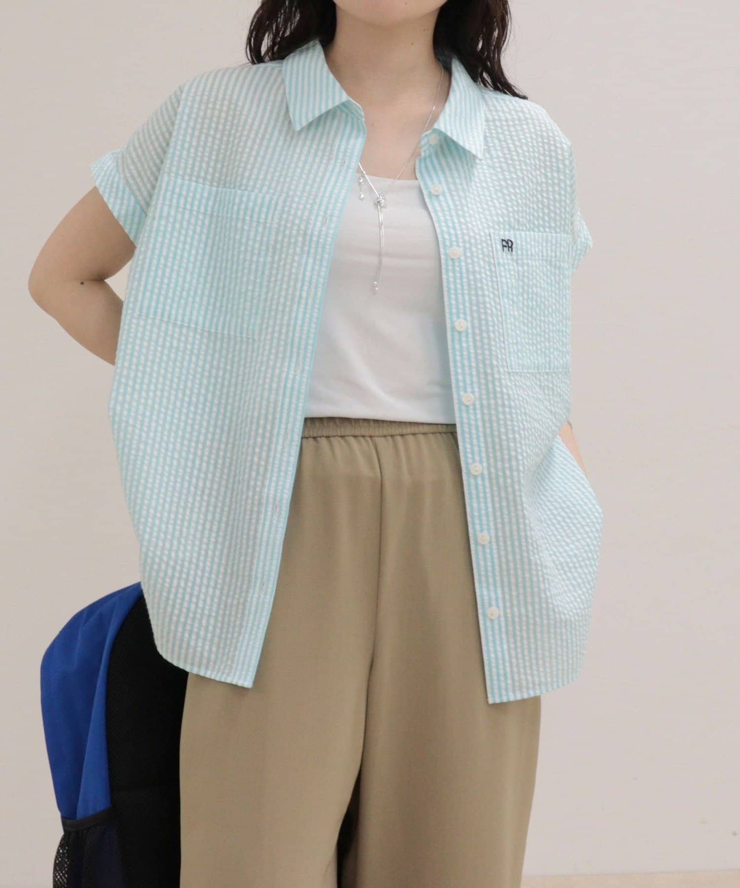 FREDY & GLOSTER(フレディ アンド グロスター) FR刺しゅうフレンチストライプシャツ