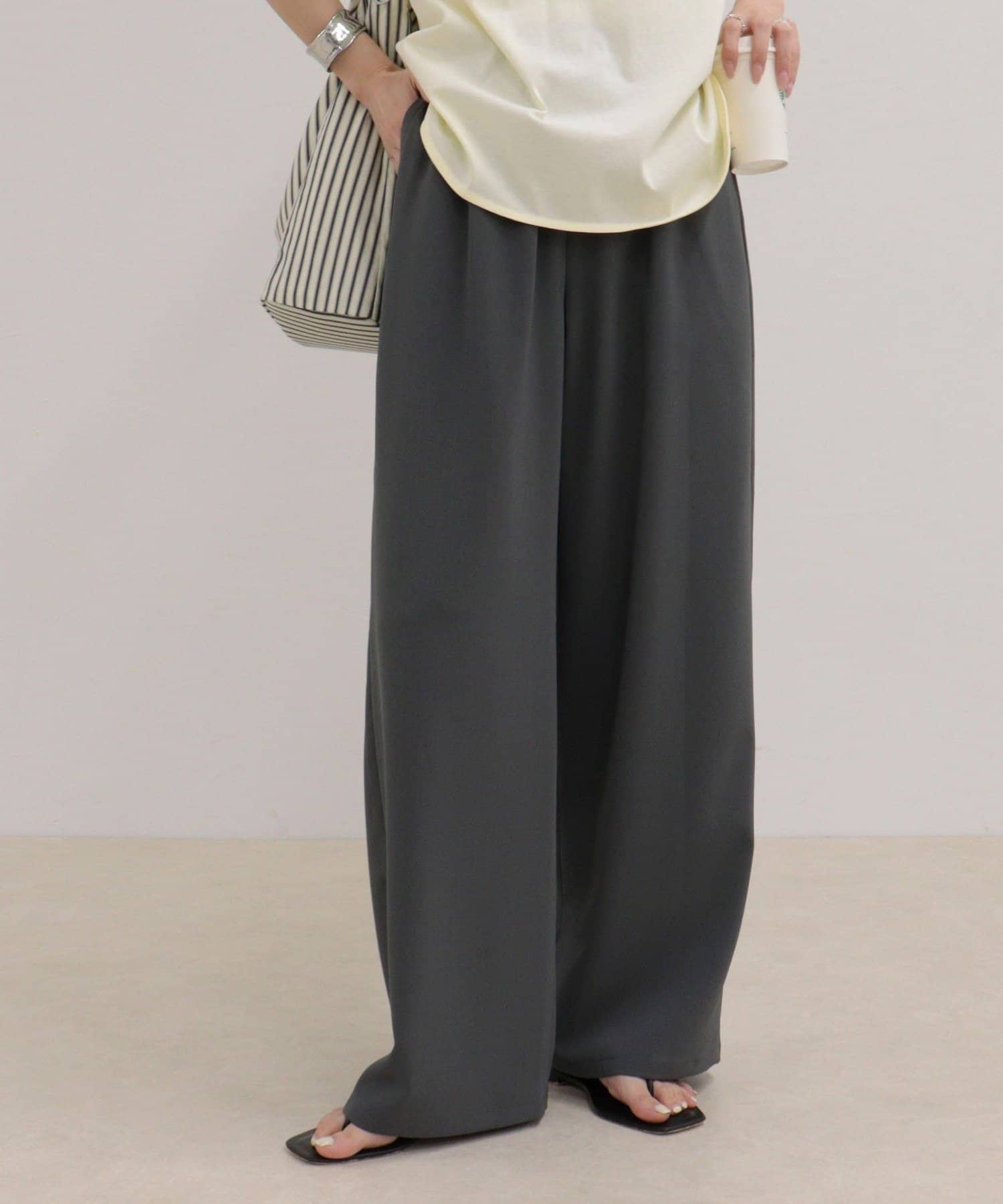 FREDY & GLOSTER(フレディ アンド グロスター) 【低身長サイズ34有り】ドライポリイージーセミワイドパンツ