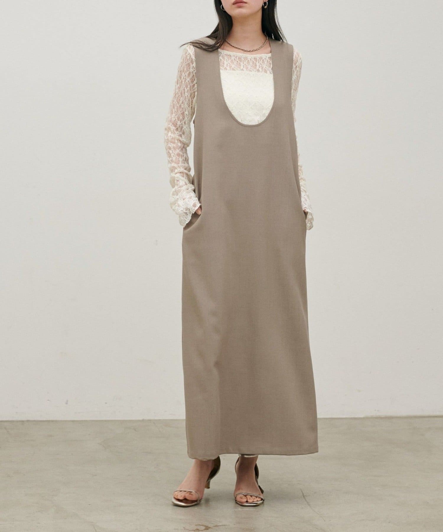 NICE CLAUP / OLIVE des OLIVE OUTLET(ナイスクラップ  / オリーブ デ オリーブ アウトレット) 【LARUTA】Ｕネックジャンスカ