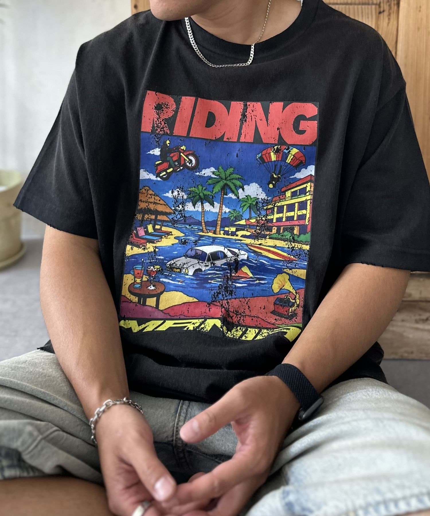 LOCUST(ローカスト) 【ユニセックス】【RIDING MANIA】ヴィンテージフェードTEE⑤